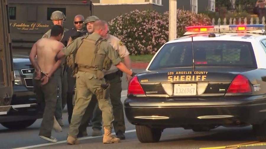 Sheriff's deputies identified David Carrillo, pictured, as the man detained on Saturday, Feb. 21, 2015, after an hourslong standoff in Santa Monica. (Credit: KTLA)