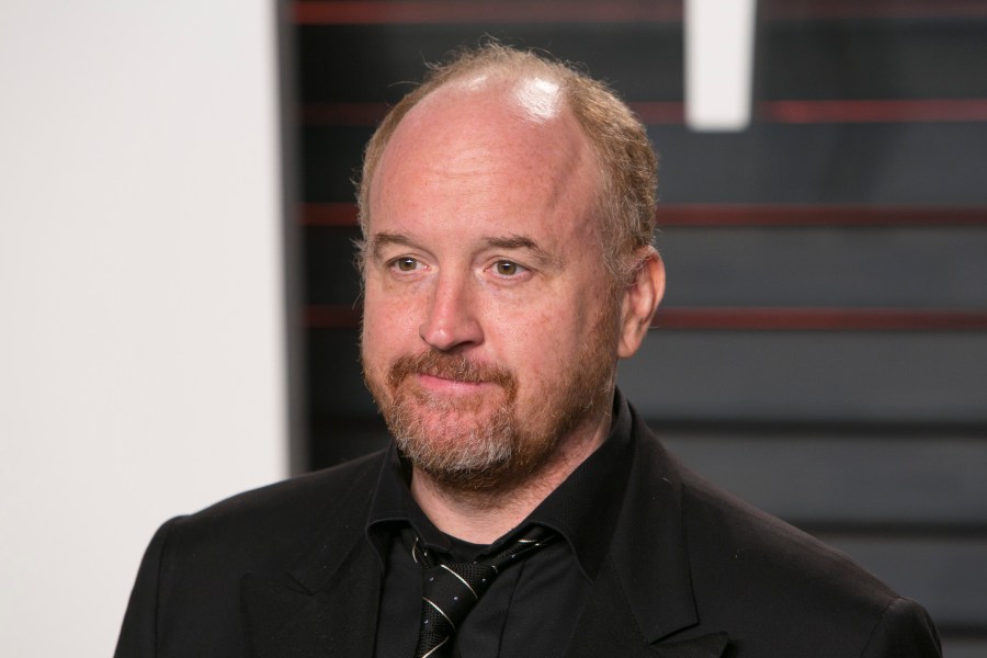 Comedian Louis C.K. poses as he arrives to the 2016 Vanity Fair Oscar Party in Beverly Hills on Feb. 28, 2016. (Credit: Adrian Sanchez Gonzalez/AFP/Getty Images)