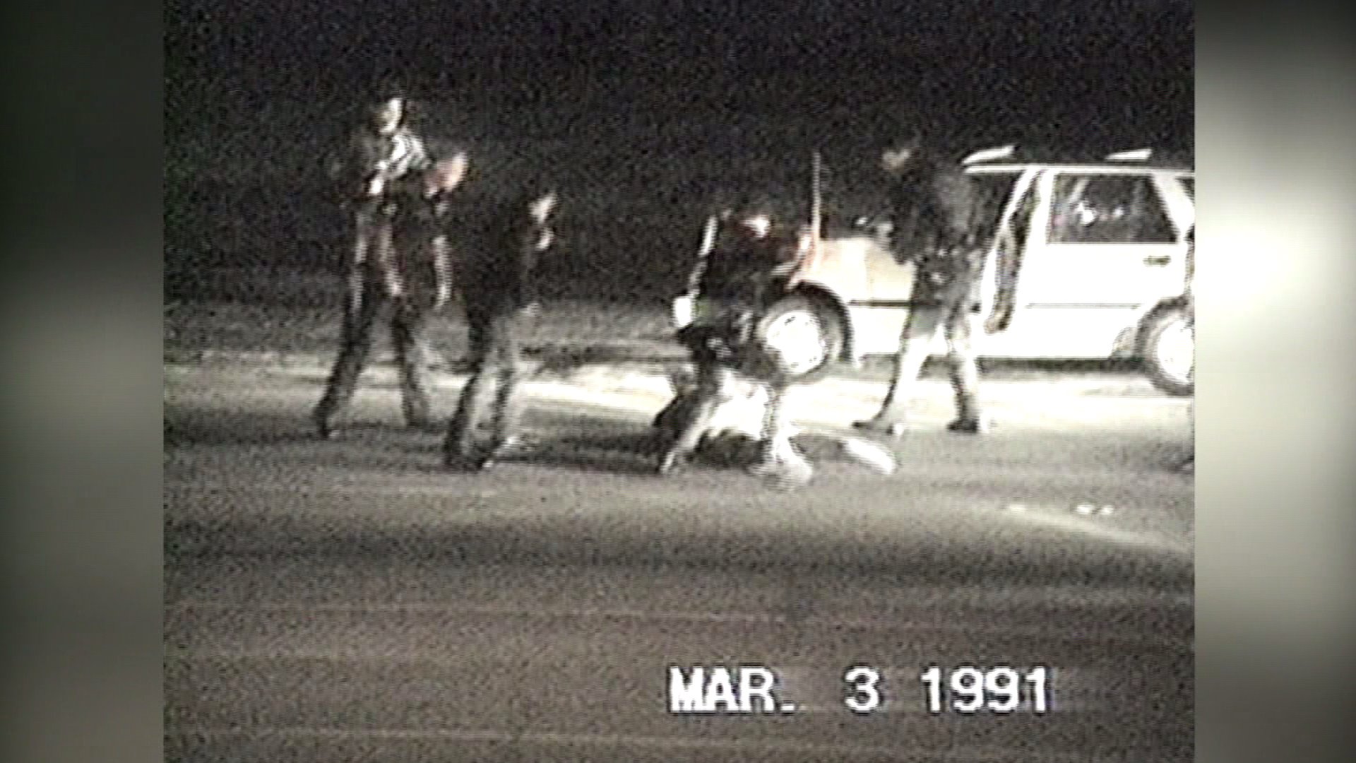 Rodney King was beaten by LAPD officers in Lake View Terrace on March 3, 1991, and a witness recorded video. (Credit: George Holliday)