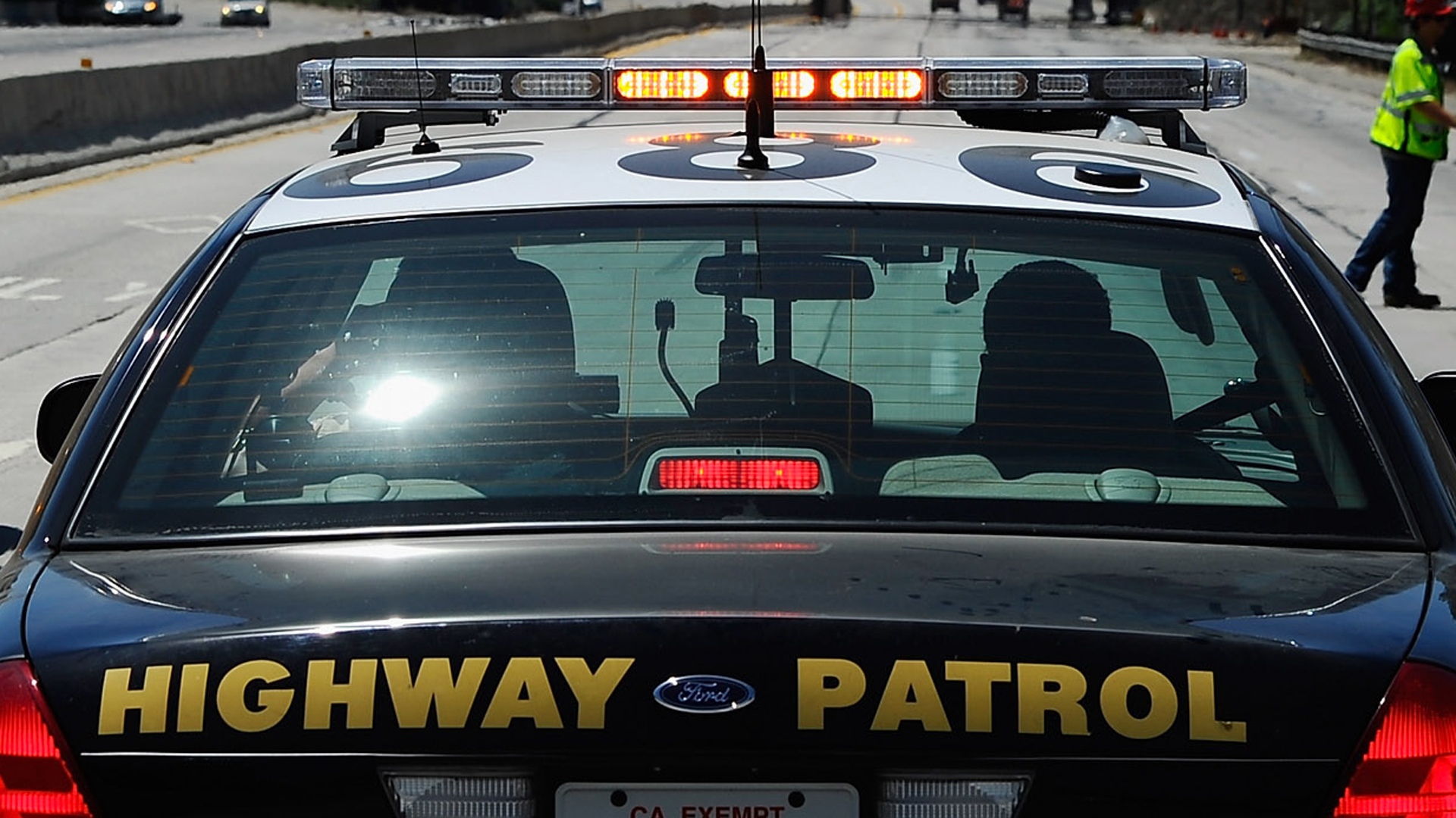 A California Highway Patrol cruiser is seen