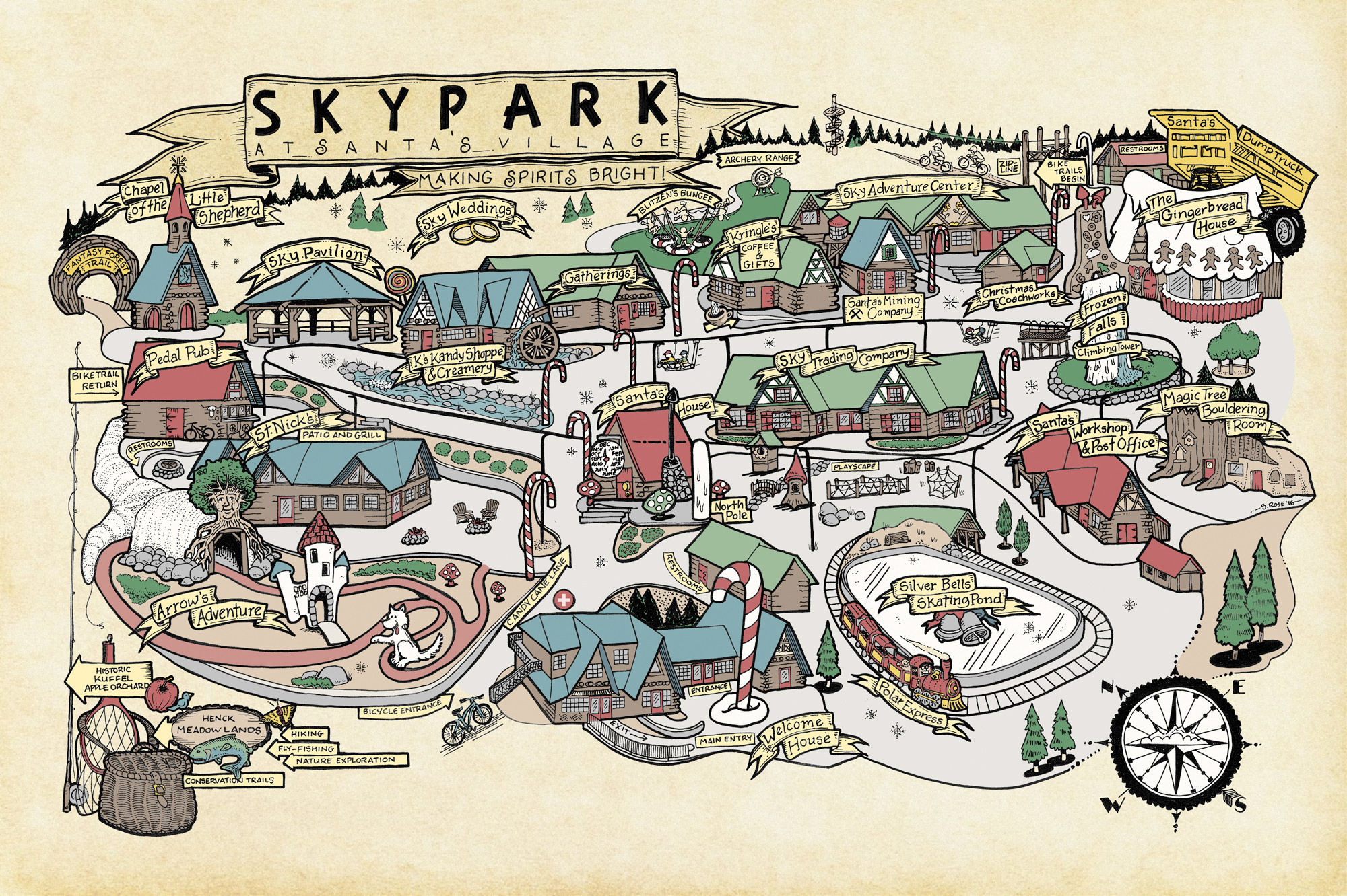 A map of SkyPark as seen on the Santa's Village website.