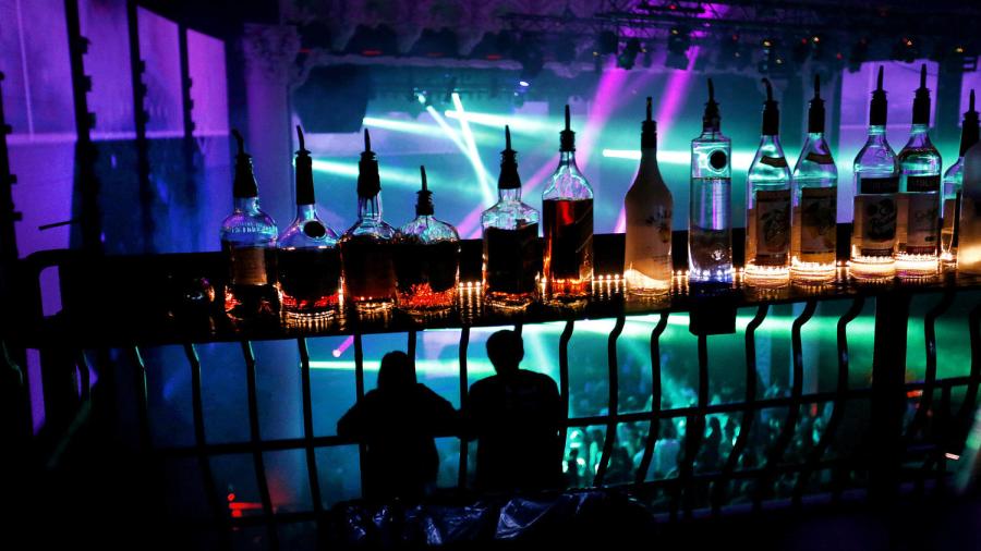 Alcohol bottles are displayed behind the bar at the Avalon nightclub in Hollywood in this undated photo. (Credit: Allen J. Schaben / Los Angeles Times)