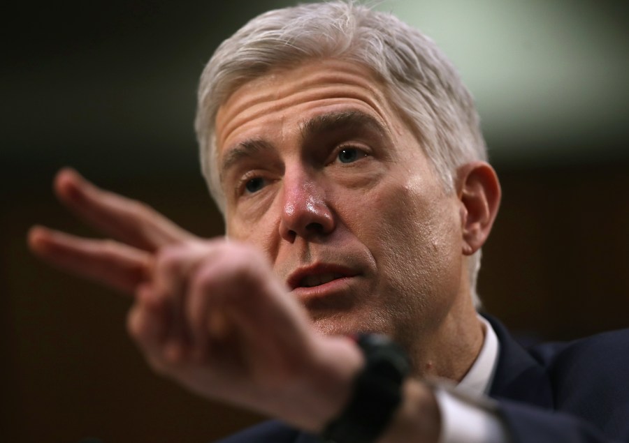 Judge Neil Gorsuch testifies during the third day of his Supreme Court confirmation hearing before the Senate Judiciary Committee in the Hart Senate Office Building on Capitol Hill, March 22, 2017 in Washington. (Credit: Justin Sullivan/Getty Images)