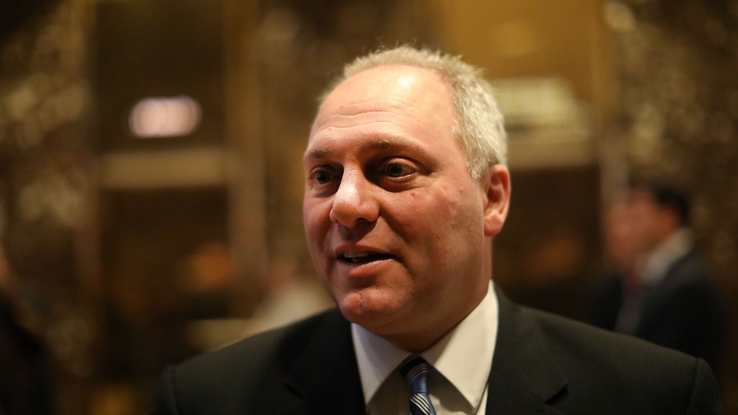 U.S. House Majority Whip Steve Scalise speaks to the media after a meeting at Trump Tower on Dec. 12, 2016, in New York City. (Credit: Spencer Platt/Getty Images)