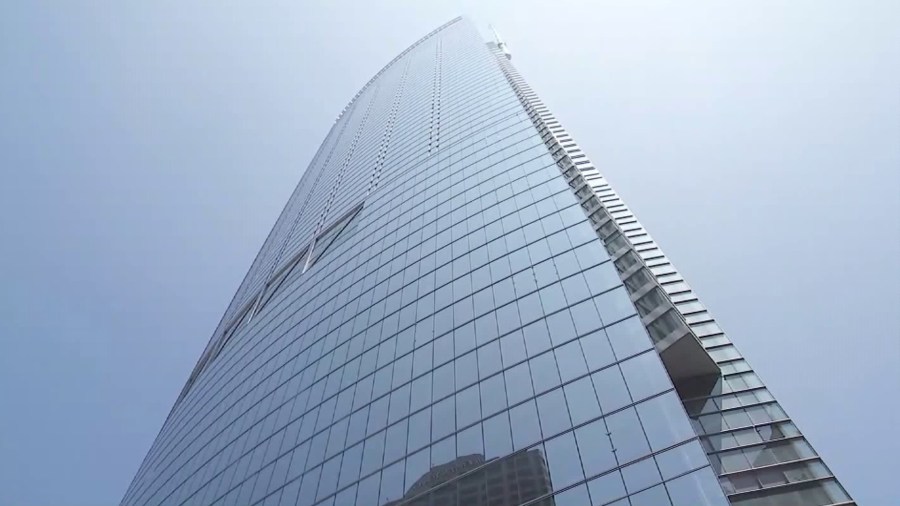 The Wilshire Grand Center is seen on the date of its opening, June 23, 2017. (Credit: KTLA)