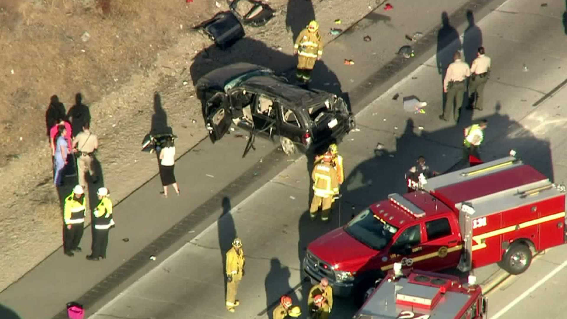 Emergency crews respond to a crash near Acton on July 20, 2017. (Credit: KTLA)