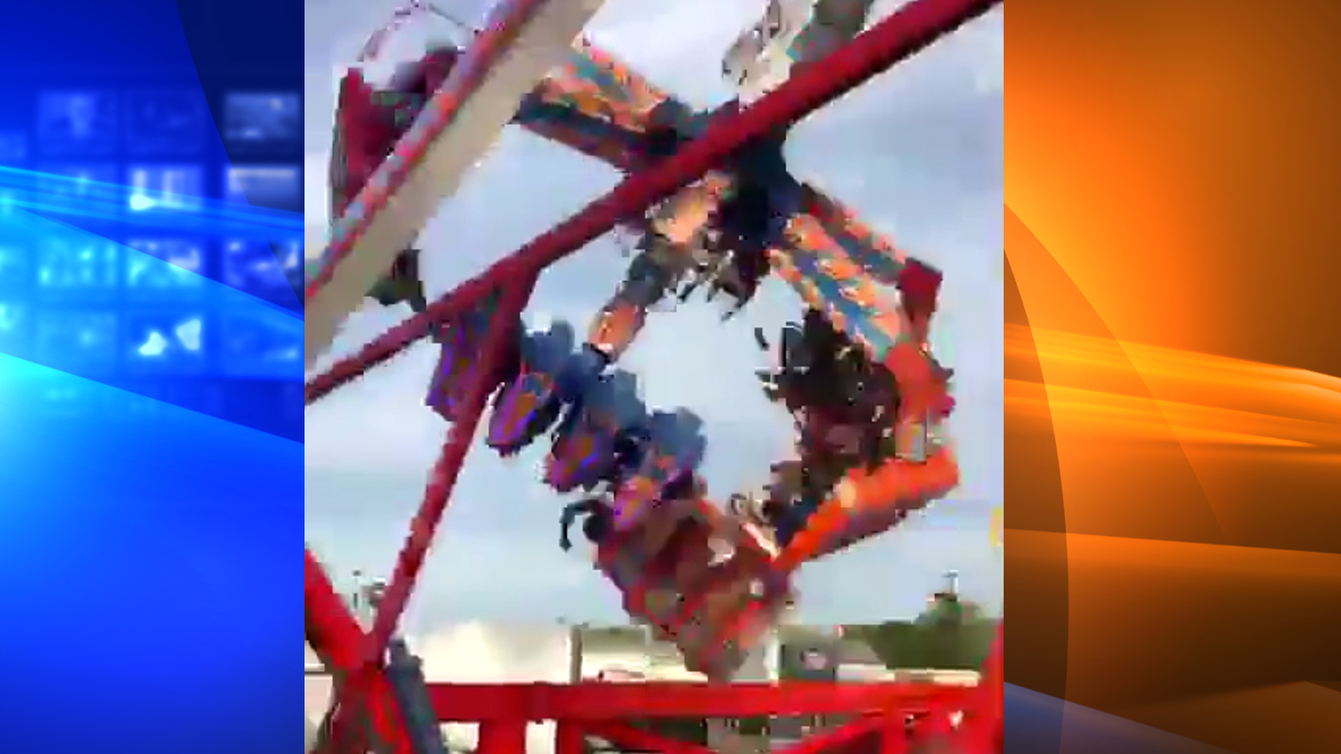 The "Fire Ball" ride that malfunctioned and left one person dead and others injured on July 25, 2017, is seen in this image. (Credit: KTLA)