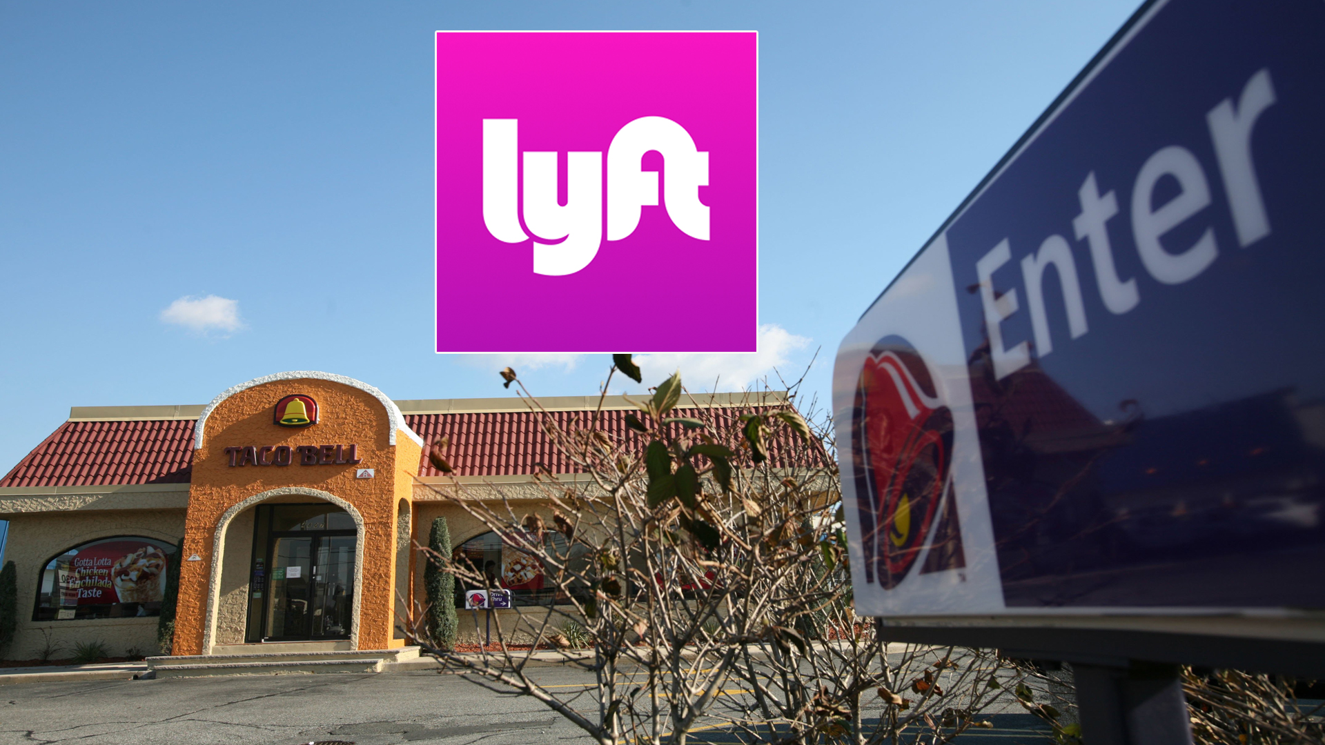 Lyft and Taco Bell are teaming up to debut "Taco Mode" in Orange County. (Main photo credit: Sylwia Kapuscinski/Getty Images. Insert credit: Lyft Facebook page)