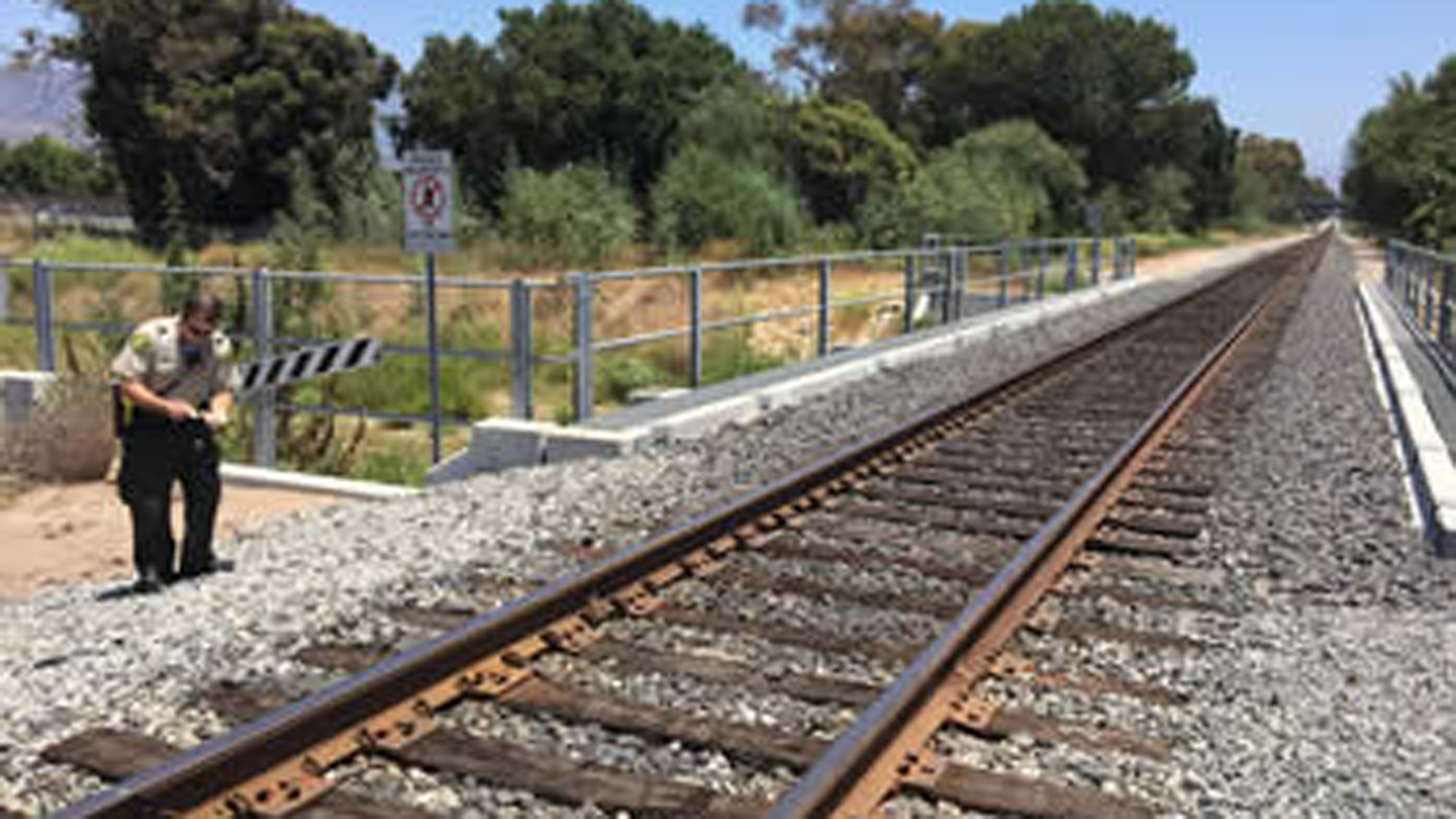 The railroad tracks that run through the Amtrak station in Goleta are seen in this image. (Credit: Santa Barbara County Sheriff's Office)