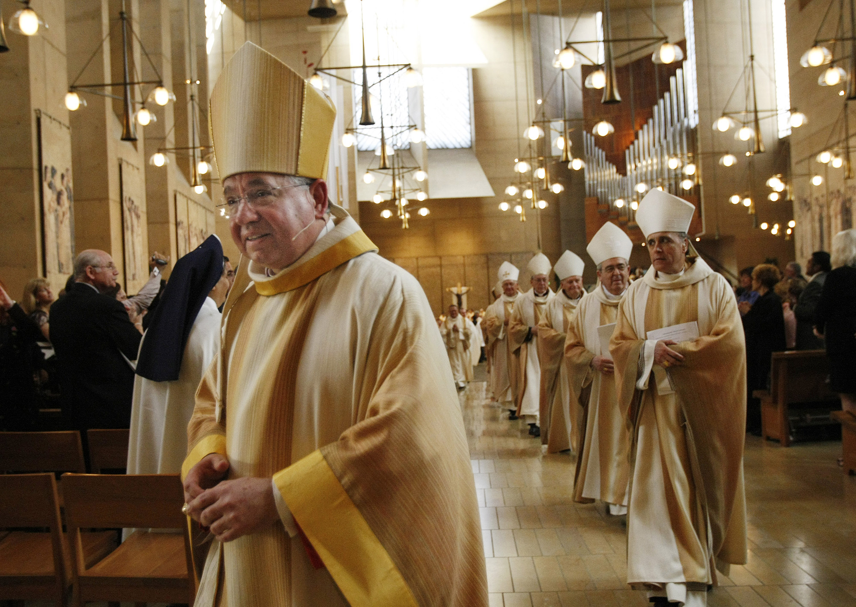 Archbishop Jose Gomez walks through the Cathedral of Our Lady of the Angels on May 26, 2010, in Los Angeles, Calif. (Credit: Don Bartletti-Pool/Getty Images)