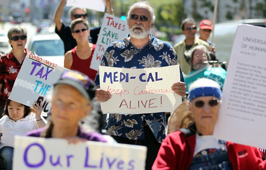 Protestors demonstrate against another round of budget cuts to Medi-Cal on September 21, 2011, in San Francisco. (Credit: Justin Sullivan/Getty Images)