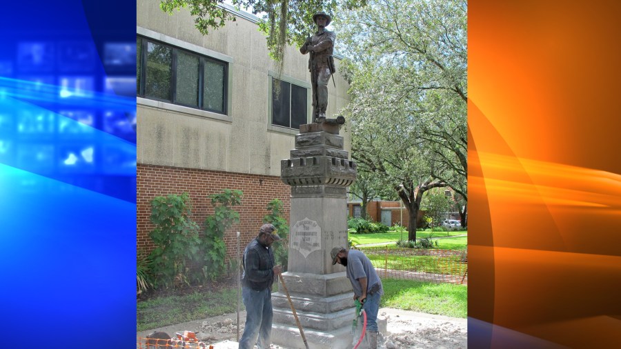 A Confederate statue called "Old Joe" was removed in Gainesville, Florida, on Monday, August 14, 2017. (John Dearren/AP via CNN Wire)