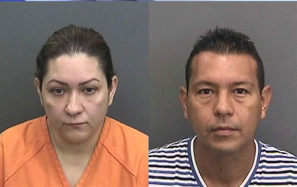 Claudia Orozco (L) and Marlon Barcelo are seen in images provided by the Hillsborough County Sheriff's Office.