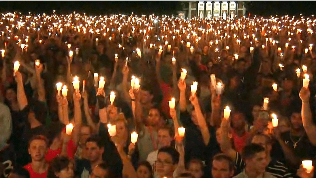 Thousands gathered in Charlottesville for a vigil on Aug. 16, 2017. (Credit: CNN)