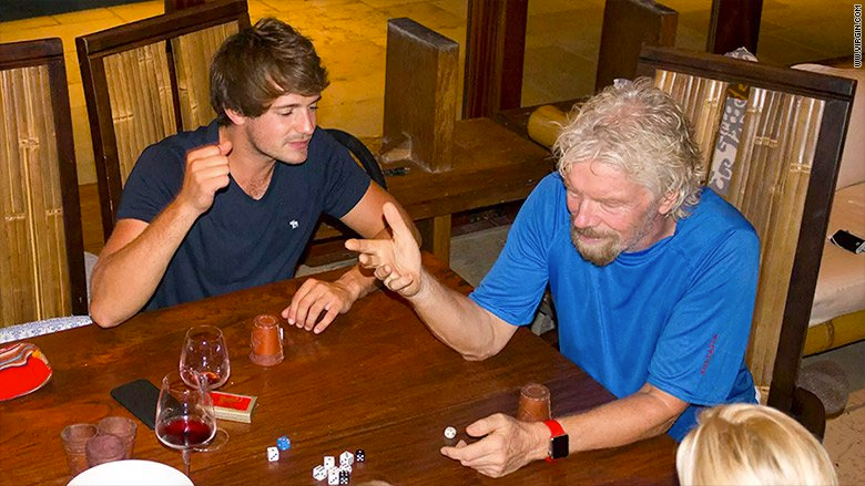 Richard Branson plays a game with others the night before Hurricane Irma. (Credit: Virgin.com)