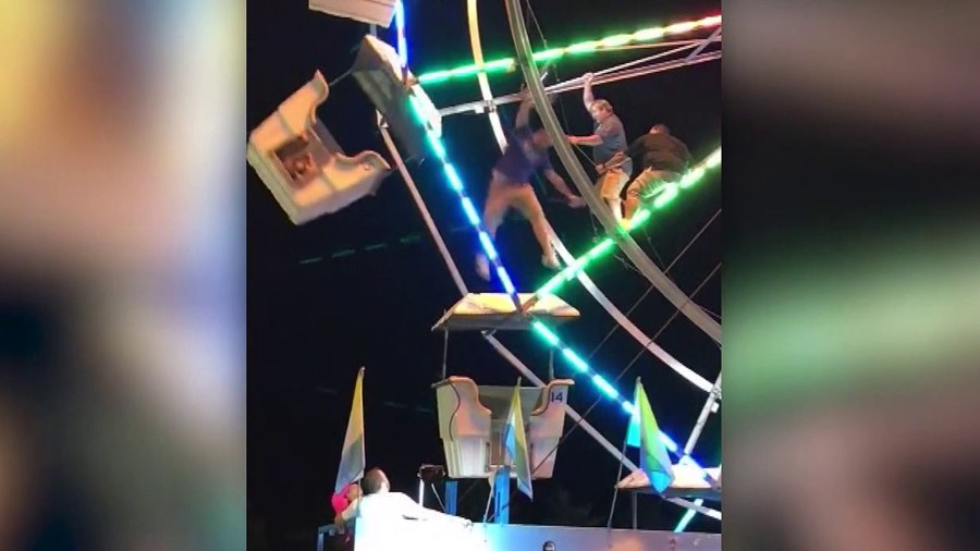 A worker was injured in a fall at a fair in North Carolina on Sept. 15m 2017. (Credit: Crystal Lowe/Facebook via CNN Wire)