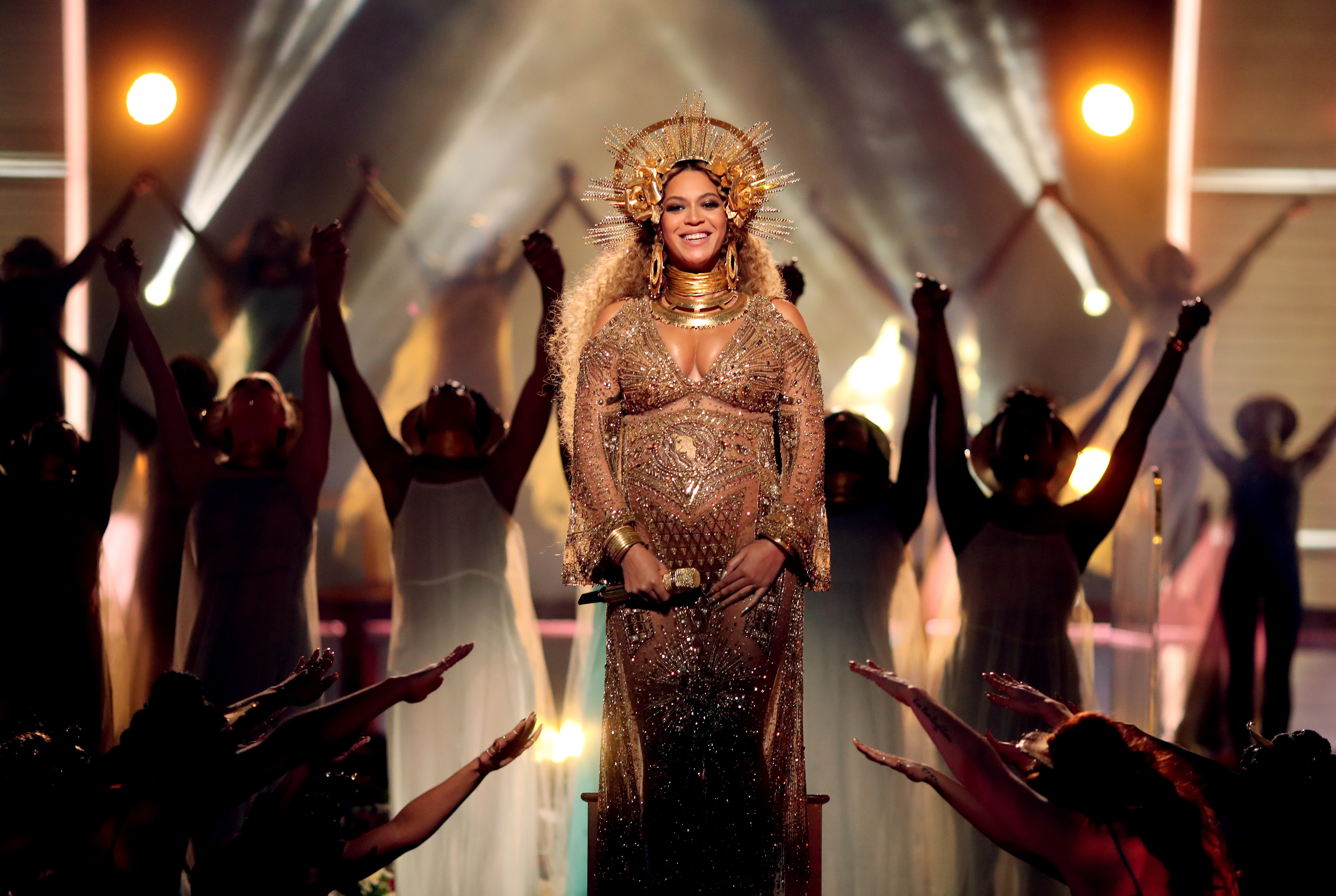 Beyonce performs at the 59th Grammy Awards at the Staples Center on Feb. 12, 2017. (Credit: Christopher Polk / Getty Images)