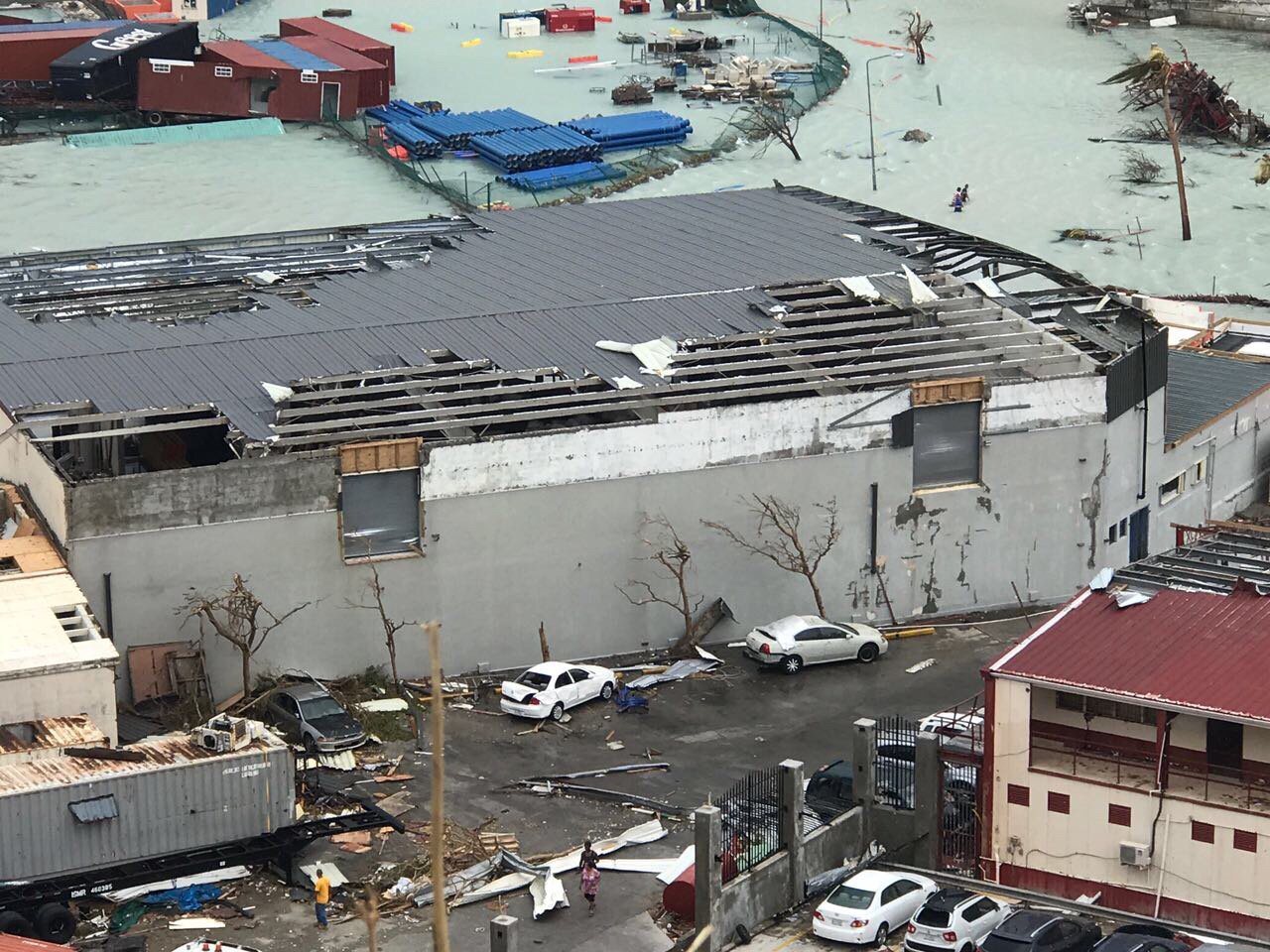 Damage from Hurricane Irma is seen here after it slammed Point Blanche, St. Martin on September 6, 2017. (Credit: Xaverius van der Hoek/WhatsApp)