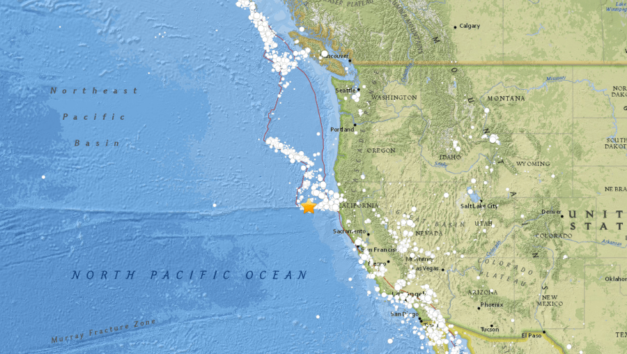 A magnitude 5.7 earthquake struck off the Northern California coast on Sept. 22, 2017. (Credit: USGS)