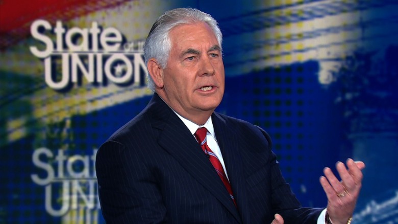 Rex Tillerson is interviewed during CNN's State of the Union on Oct. 15, 2017.