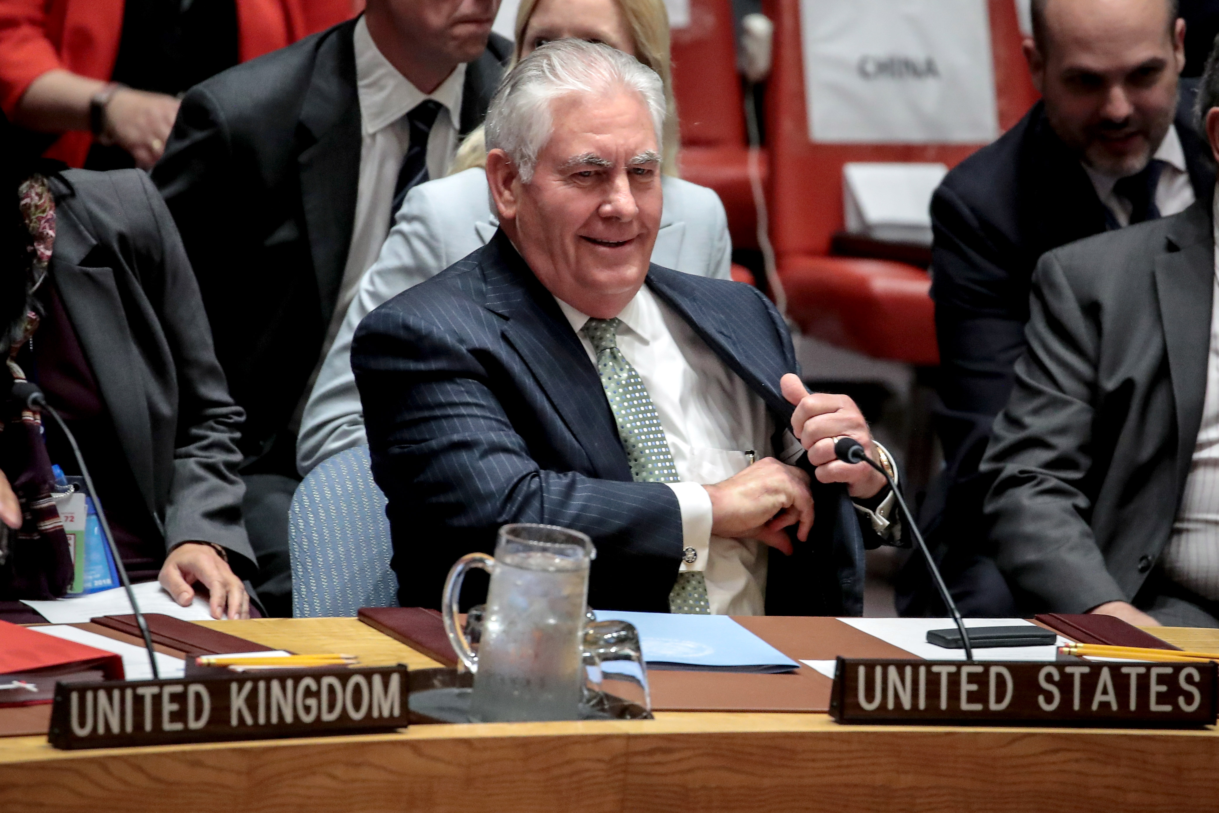 U.S. Secretary of State Rex Tillerson arrives for a UN Security Council meeting concerning nuclear non-proliferation, during the United Nations General Assembly at UN headquarters, September 21, 2017 in New York City. (Credit: Drew Angerer/Getty Images)