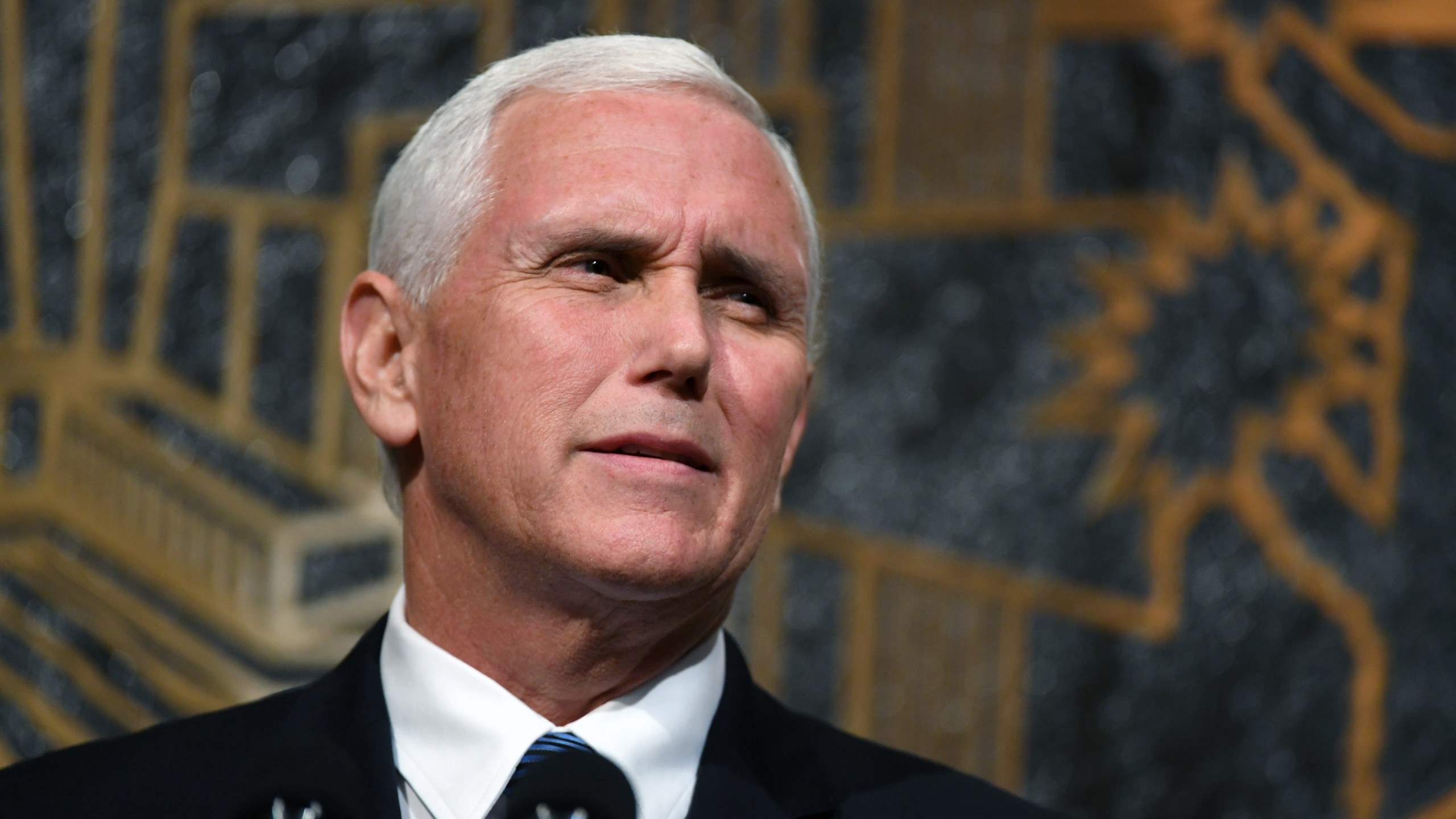 U.S. Vice President Mike Pence speaks at the culmination of a faith unity walk at Las Vegas City Hall on Oct. 7, 2017. (Credit: Ethan Miller / Getty Images)