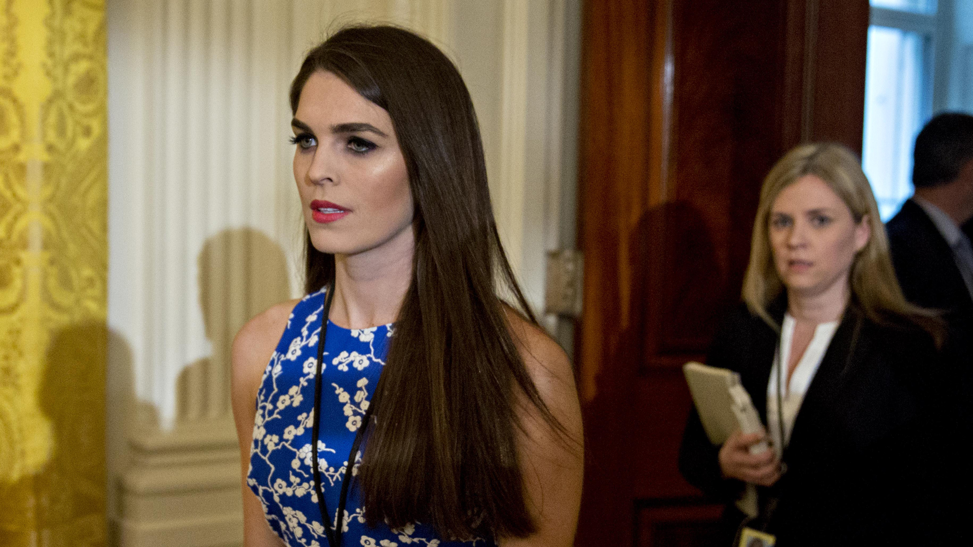 Hope Hicks, White House director of communications, arrives to a swearing-in ceremony of White House senior staff in the East Room of the White House on Jan. 22, 2017, in Washington, D.C. (Credit: Andrew Harrer-Pool/Getty Images)