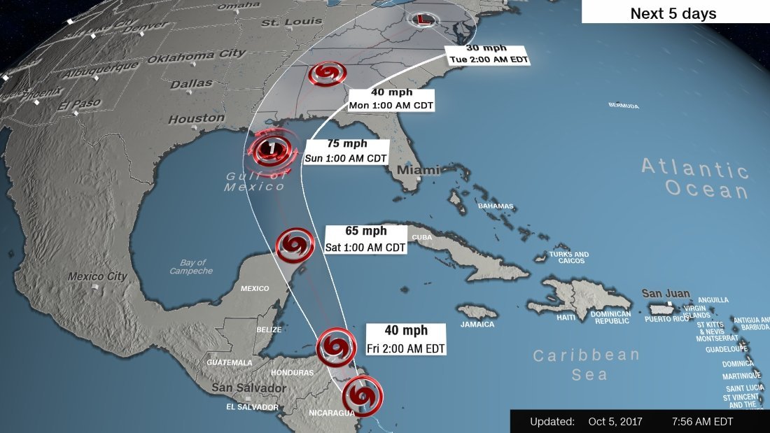 Tropical Storm Nate poses weekend threat to Gulf Coast (Credit: CNN)