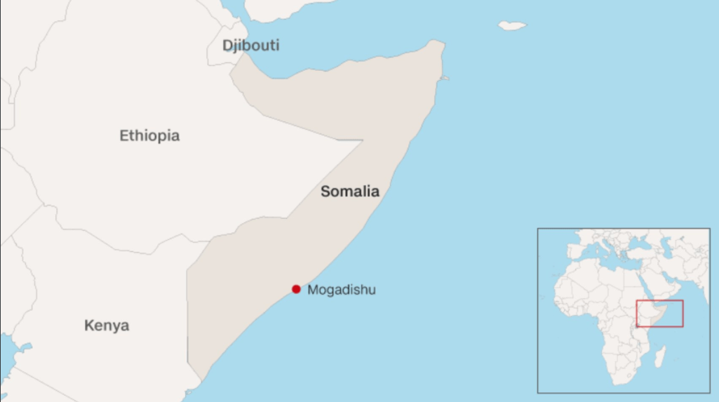 Mogadishu is shown on Google Maps.