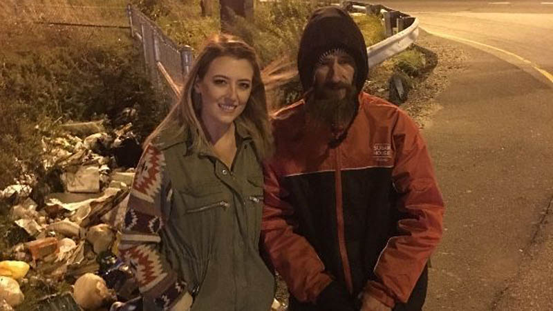 Kate McClure, left, and Johnny Bobbitt Jr., right, are seen in a photo posted to a GoFundMe page.