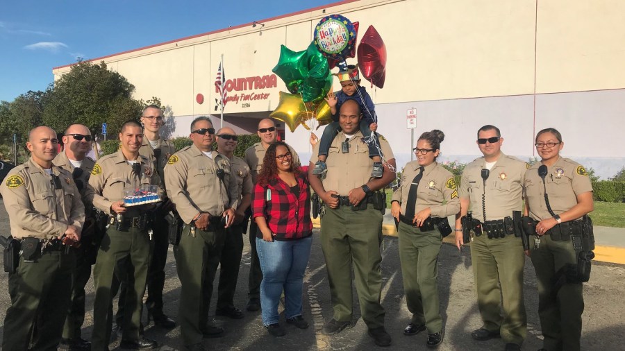 Santa Clarita sheriff's deputies helped a local boy celebrate his 5th birthday after all his friends declined the invitation. (Credit: Los Angeles County Sheriff's Department)