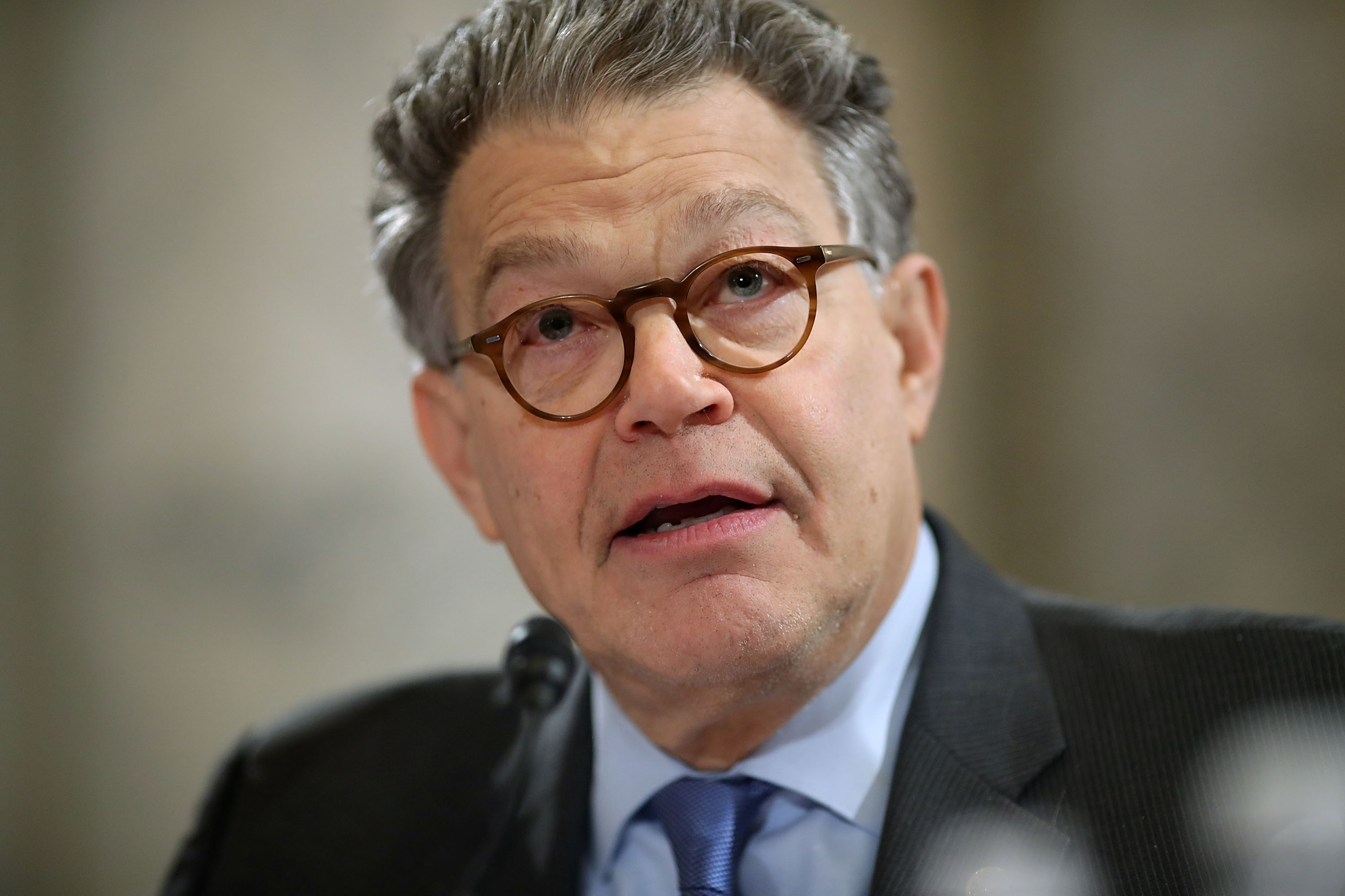 Senate Judiciary Committee member Sen. Al Franken questions Sen. Jeff Sessions during his confirmation hearing on Capitol Hill, Jan. 10, 2017. (Credit: Chip Somodevilla / Getty Images)