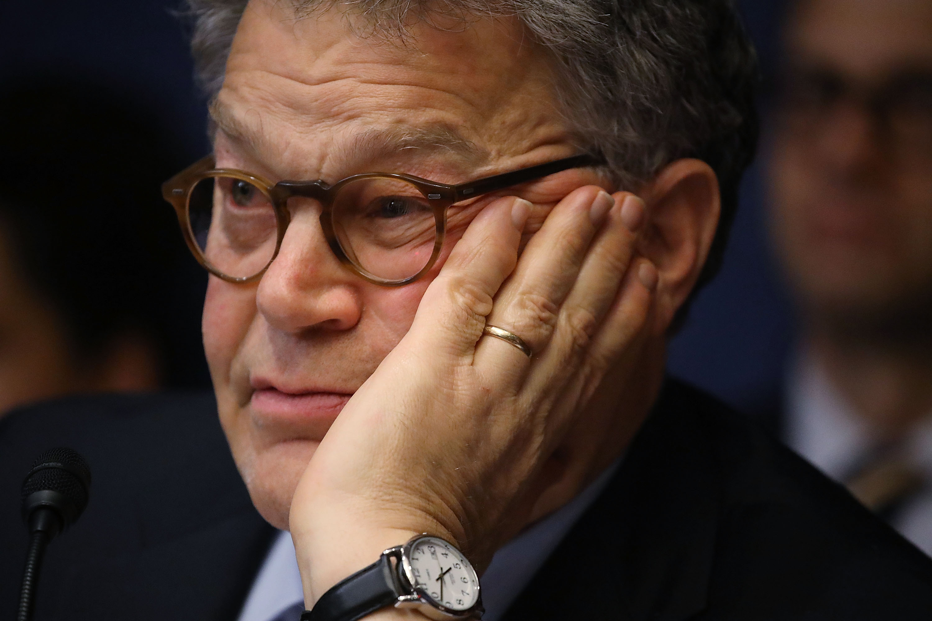 Sen. Al Franken attends a hearing in the Capitol building on July 19, 2017. (Credit: Joe Raedle / Getty Images)