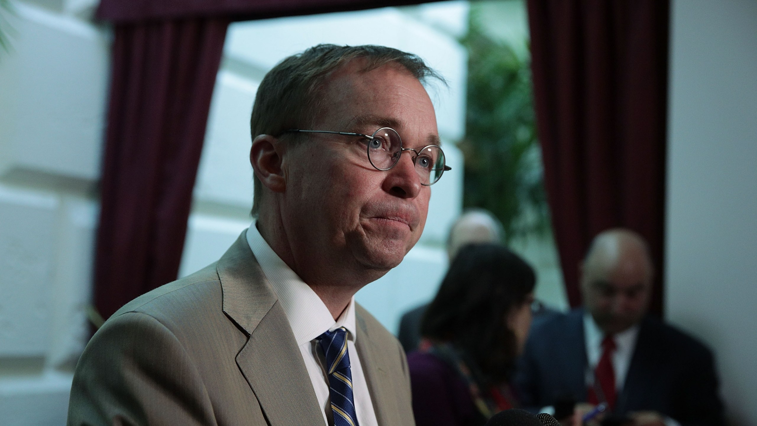 White House Budget Director Mick Mulvaney speaks to members of the media after a House Republican Conference meeting Sept. 8, 2017, in Washington, DC. (Credit: Alex Wong / Getty Images)