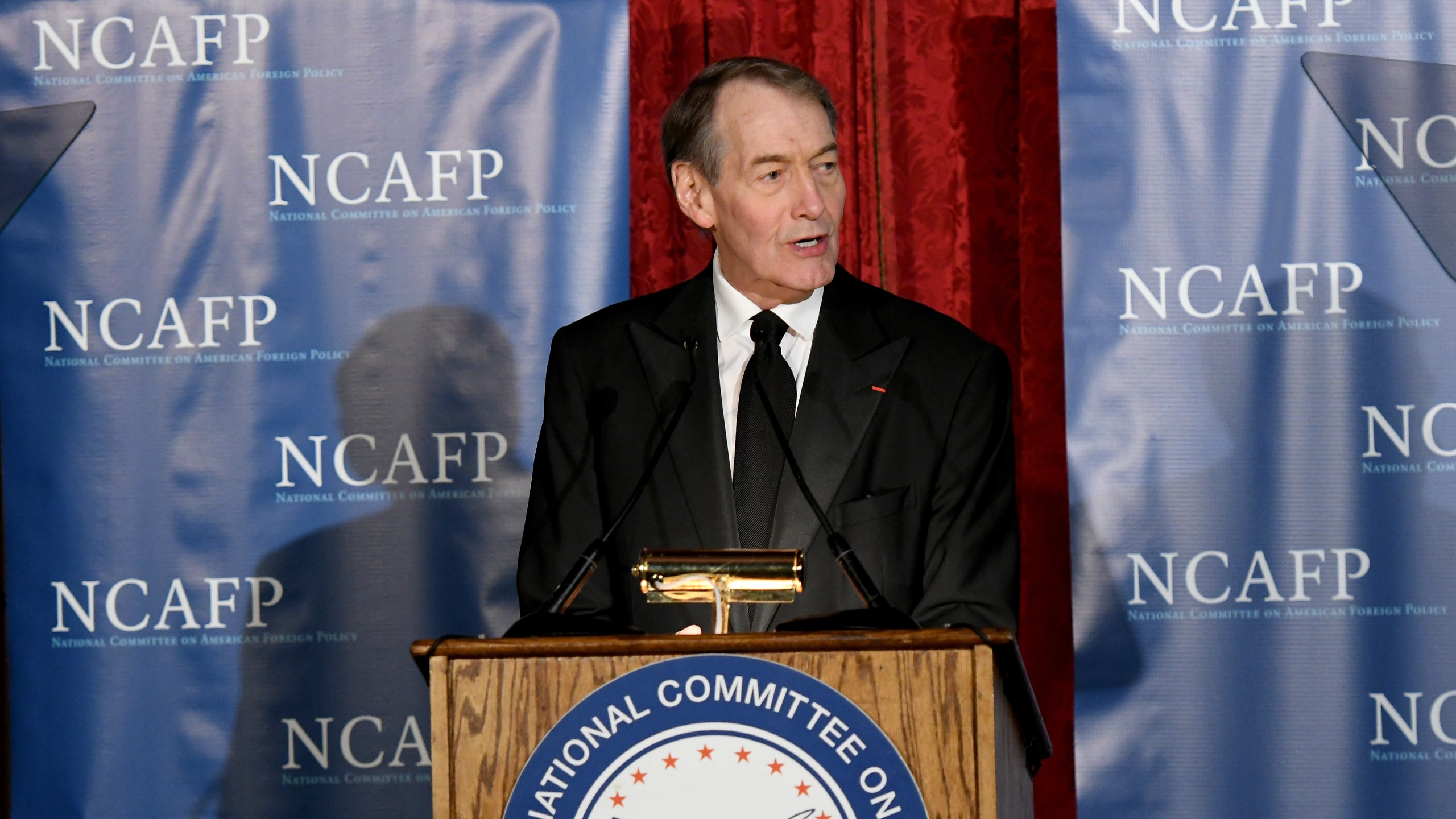 Charlie Rose hosts the National Committee On American Foreign Policy 2017 Gala Awards Dinner on October 30, 2017 in New York City. (Credit: Mike Coppola/Getty Images for National Committee on American Foreign Policy)