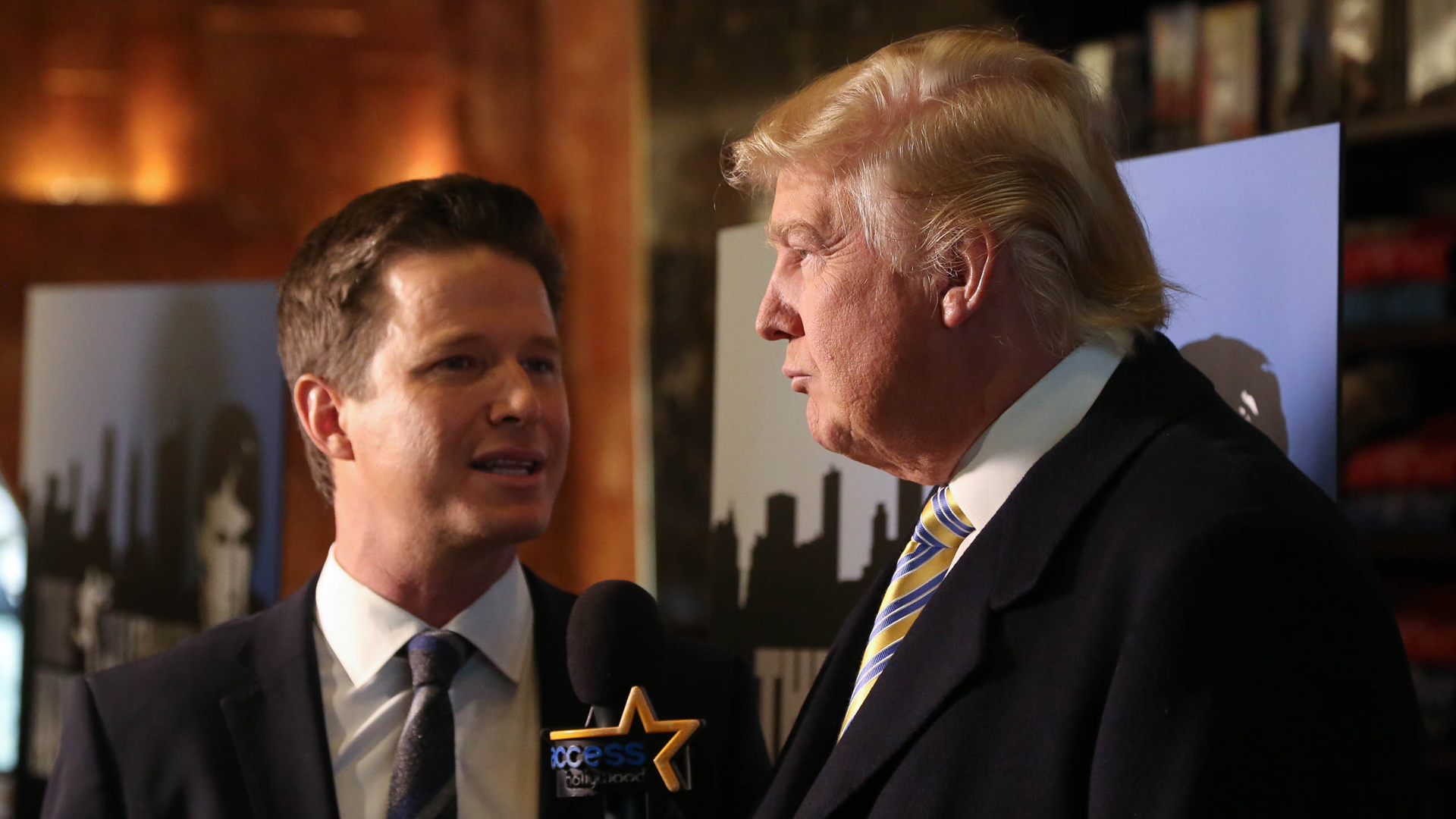 Donald Trump is interviewed by Billy Bush of Access Hollywood at a "Celebrity Apprentice" Red Carpet Event at Trump Tower on Jan. 20, 2015, in New York City. (Credit: Rob Kim/Getty Images)