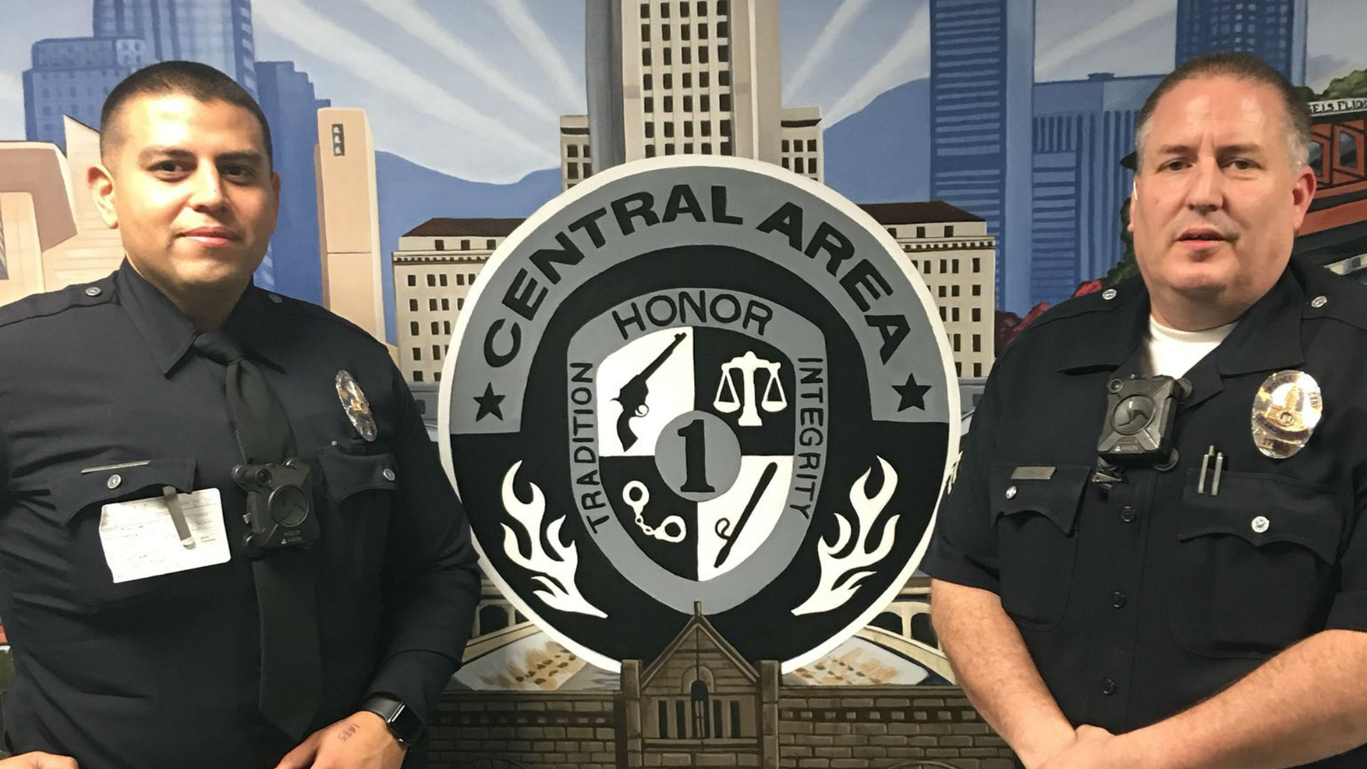 Two police officers are credited with helping deliver a baby on Dec. 25, 2017. (Credit: LAPD Capt. Marc Reina)