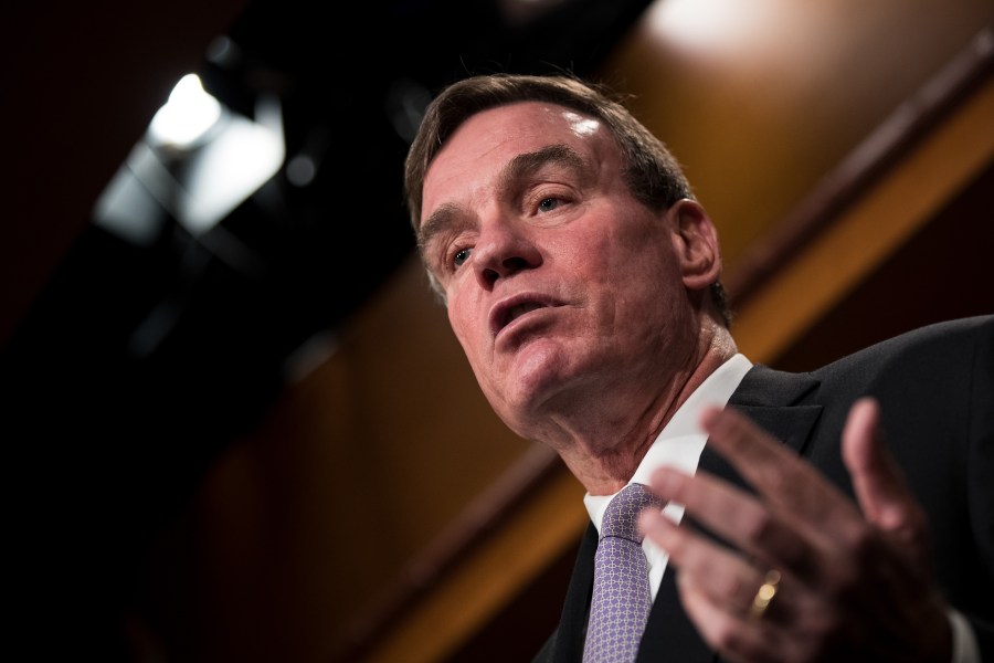 Sen. Mark Warner (D-VA) speaks during a press conference on Capitol Hill on October 19, 2017. (Credit: Drew Angerer/Getty Images)