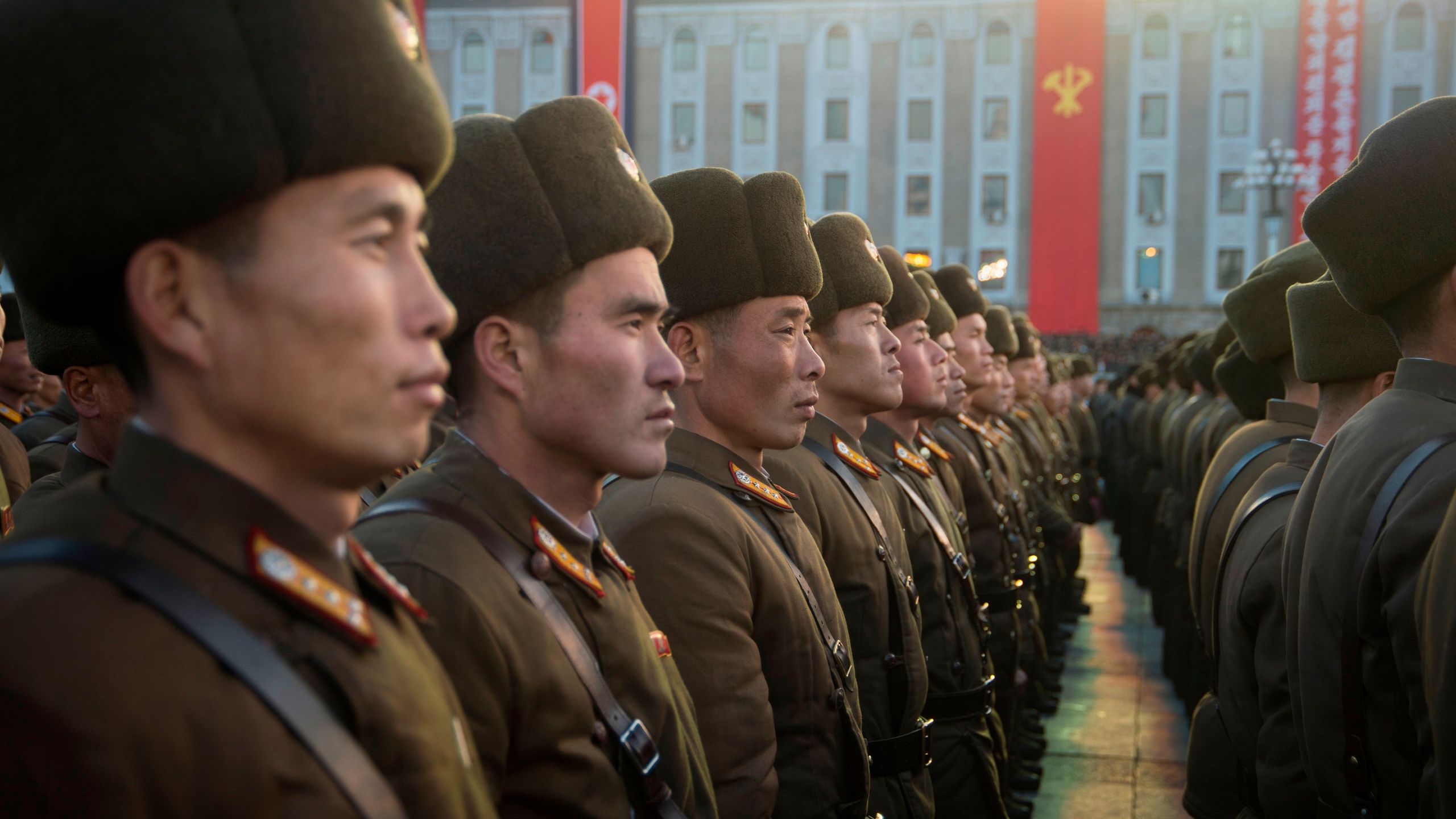 North Korean soldiers attend a mass rally to celebrate the county's declaration of full nuclear statehood on Nov. 29 in Pyongyang on Dec. 1, 2017. (Credit: KIM WON-JIN/AFP/Getty Images)