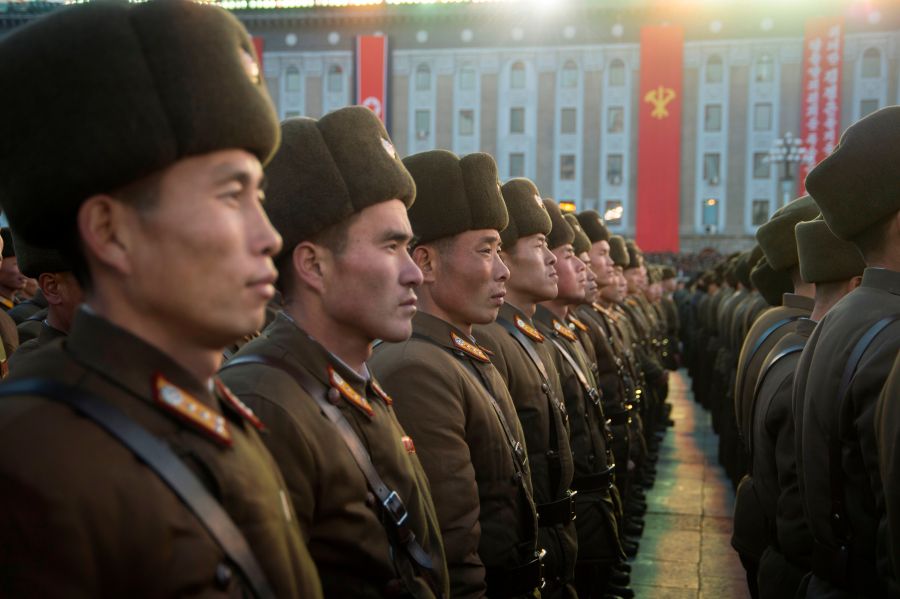 North Korean soldiers attend a mass rally to celebrate the county's declaration of full nuclear statehood on Nov. 29 in Pyongyang on Dec. 1, 2017. (Credit: KIM WON-JIN/AFP/Getty Images)