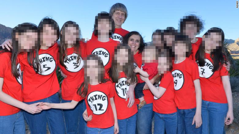 An image obtained by CNN shows the Turpin family in matching T-shirts like characters "The Cat in the Hat."