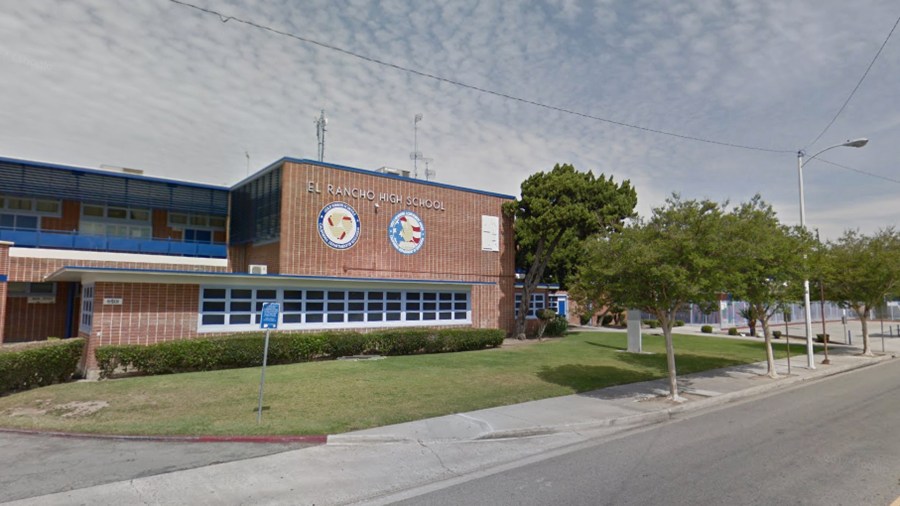 El Rancho High School in Pico Rivera is shown is shown in a Street View image from Google Maps.