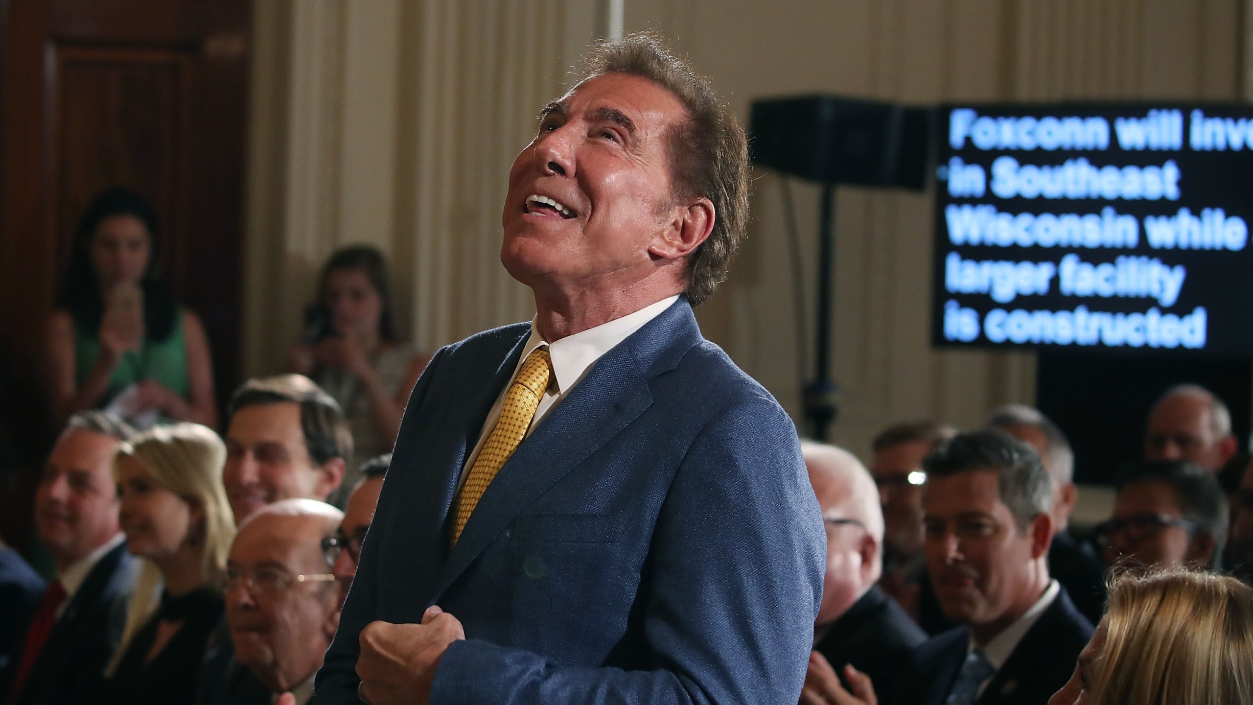 Steve Wynn, CEO of Wynn Resorts, is acknowledged at a news conference held by President Donald Trump in the East Room of the White House on July 26, 2017. (Credit: Mark Wilson / Getty Images)