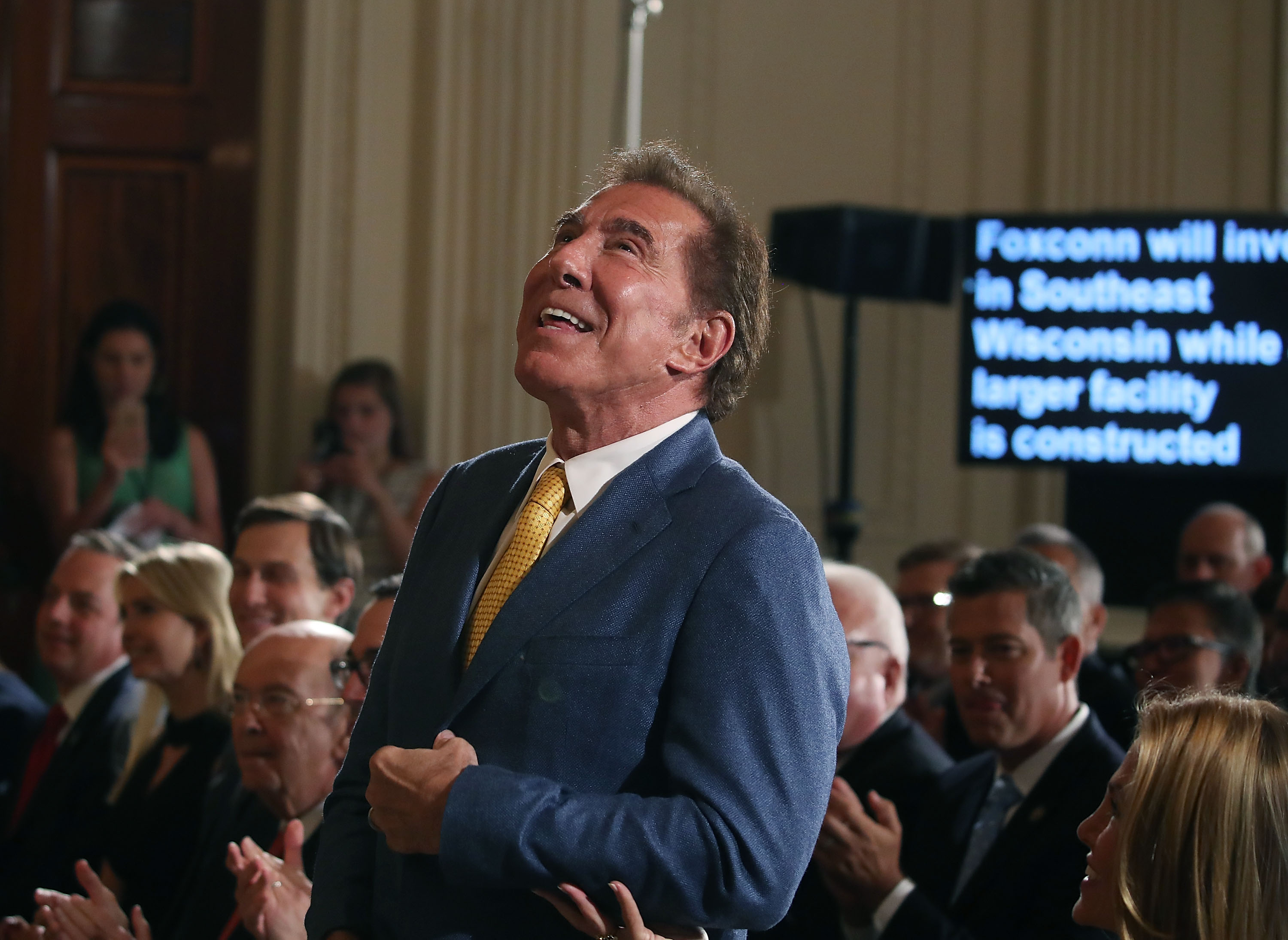 Steve Wynn, CEO of Wynn Resorts, is acknowledged at a news conference held by President Donald Trump in the East Room of the White House on July 26, 2017. (Credit: Mark Wilson / Getty Images)