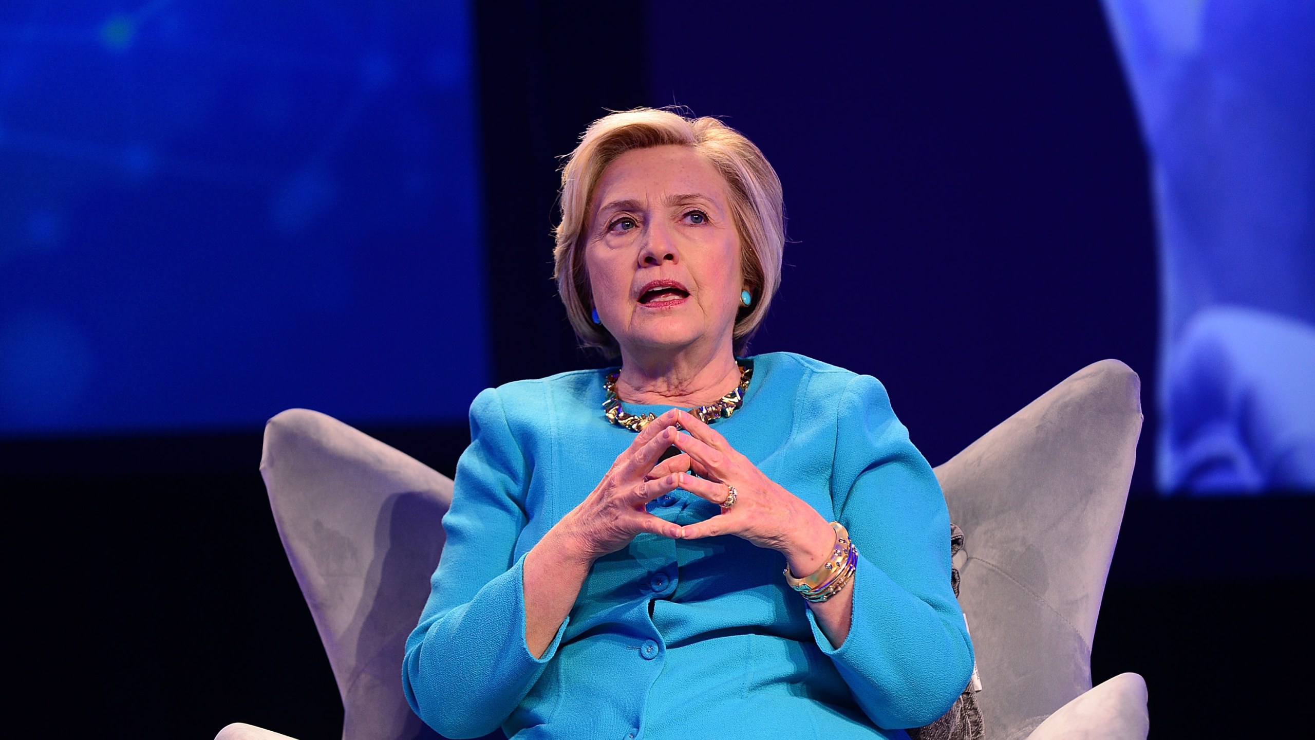 Hillary Rodham Clinton delivers the keynote during the Geisinger National Symposium, "From Crisis to Cure: Revitalizing America's Healthcare System," on November 9, 2017 in Danville, Pennsylvania. (Credit: by Lisa Lake/Getty Images for Geisinger Symposium)