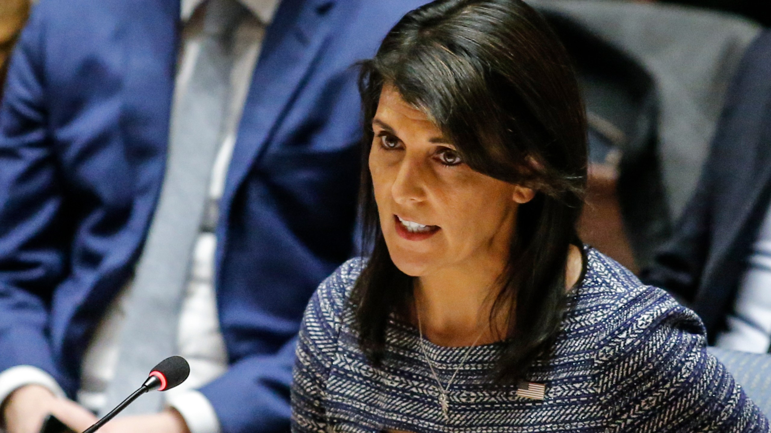 US Ambassador to the UN Nikki Haley speaks after voting on new sanctions against North Korea during a Security Council meeting on December 22, 2017, at UN Headquarters in New York City. (Credit: KENA BETANCUR/AFP/Getty Images)