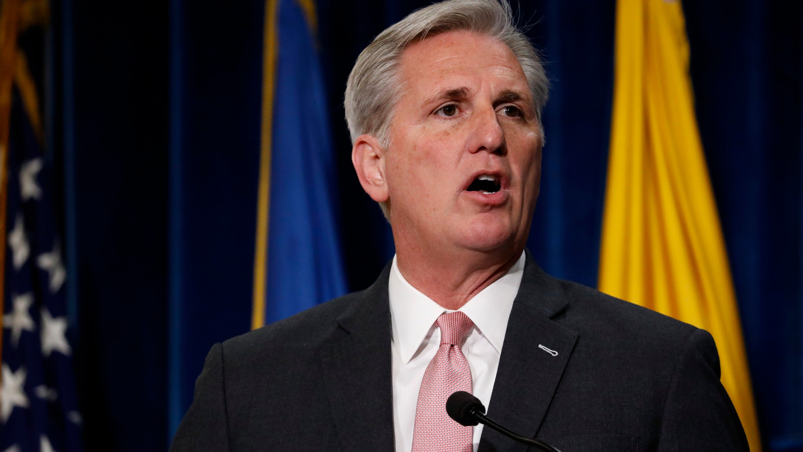 House Majority Leader Kevin McCarthy speaks at a news conference announcing a new division on Conscience and Religious Freedom at the Department of Health and Human Services January 18, 2018 in Washington, D.C. (Credit: Aaron P. Bernstein/Getty Images)