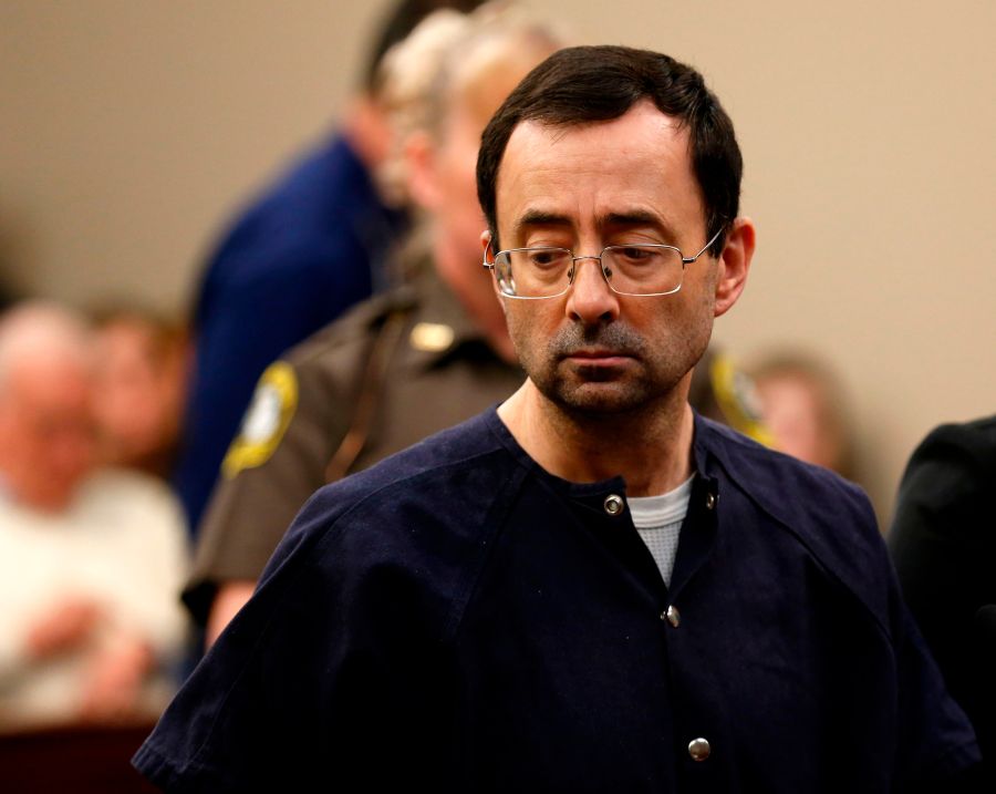 Former Michigan State University and USA Gymnastics doctor Larry Nassar addresses the court during the sentencing phase in Ingham County Circuit Court on January 24, 2018 in Lansing, Michigan. (Credit: JEFF KOWALSKY/AFP/Getty Images)