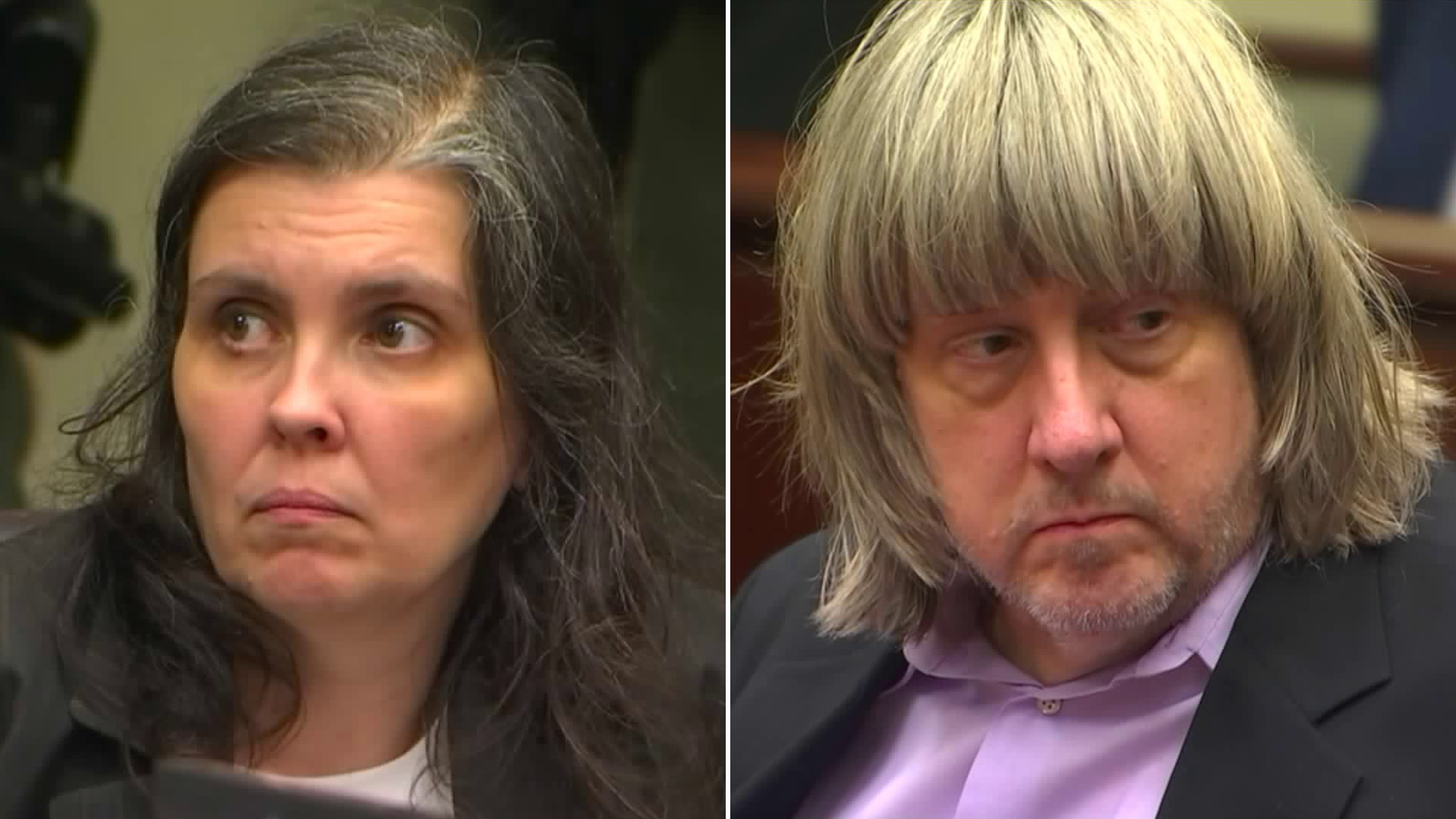 Louise Turpin and David Turpin are seen during their arraignment in Riverside on Jan. 18, 2018. (Credit: pool)