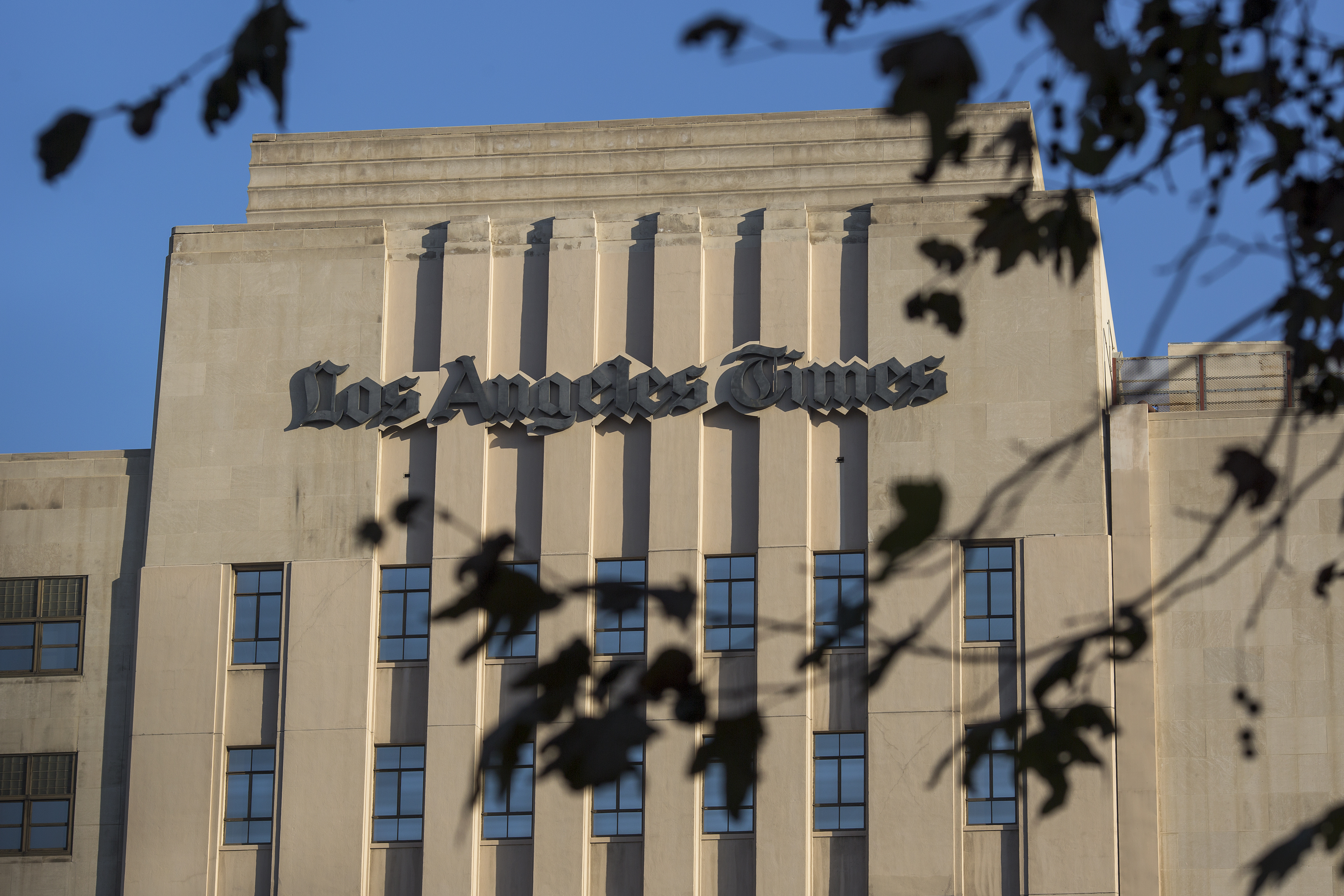 The Los Angeles Times building is seen on February 6, 2018 in Los Angeles, California. (Credit: David McNew/Getty Images)